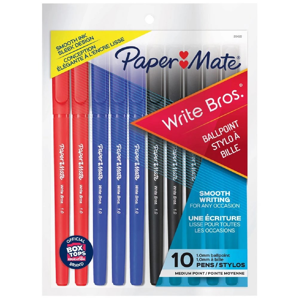 1 Paper Mate Write Bros Ballpoint Pen Assorted 10 Pack, 1 of 8