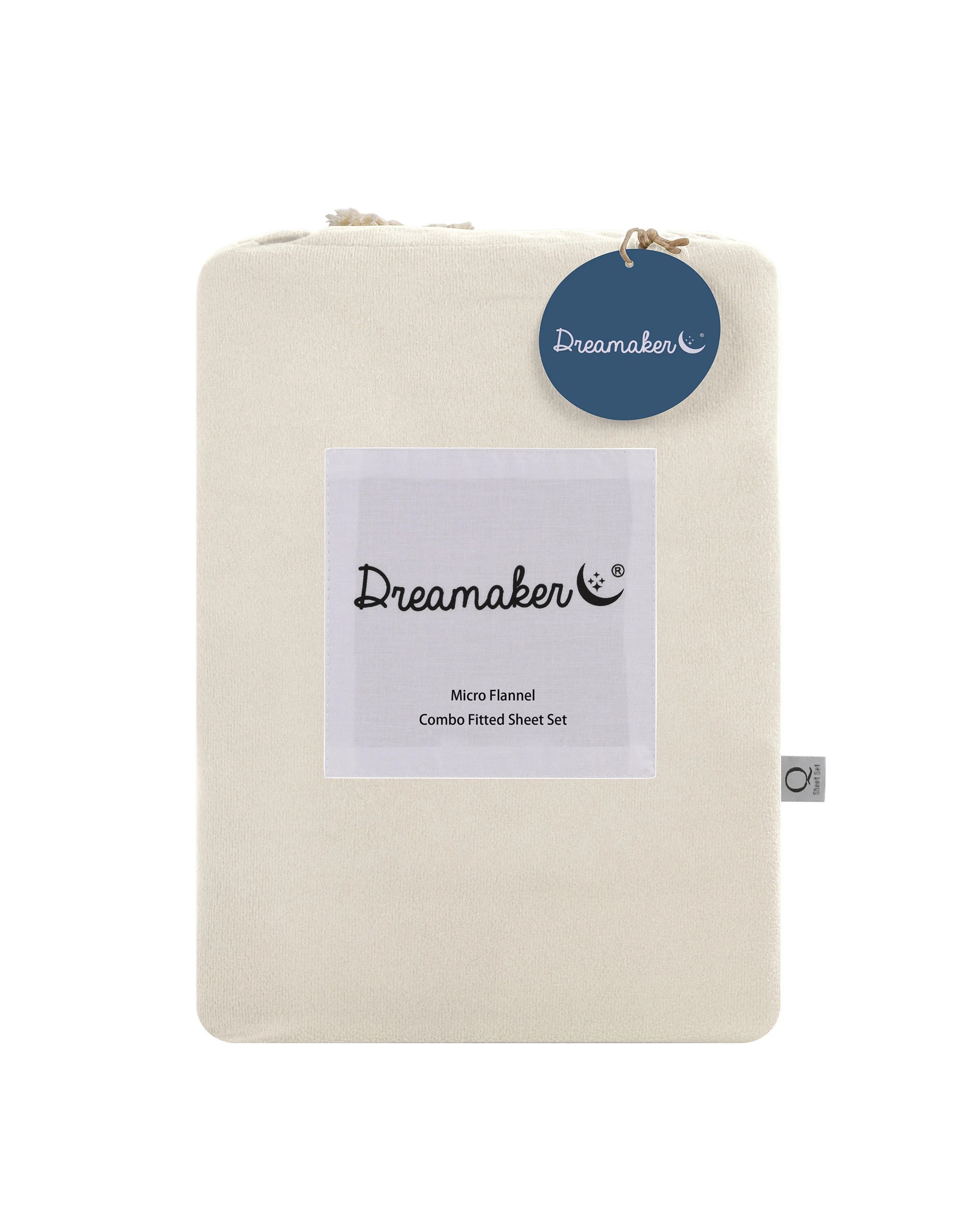 7 Dreamaker Micro Flannel Combo Fitted Sheet Set - King Single Bed - Cream, 7 of 7