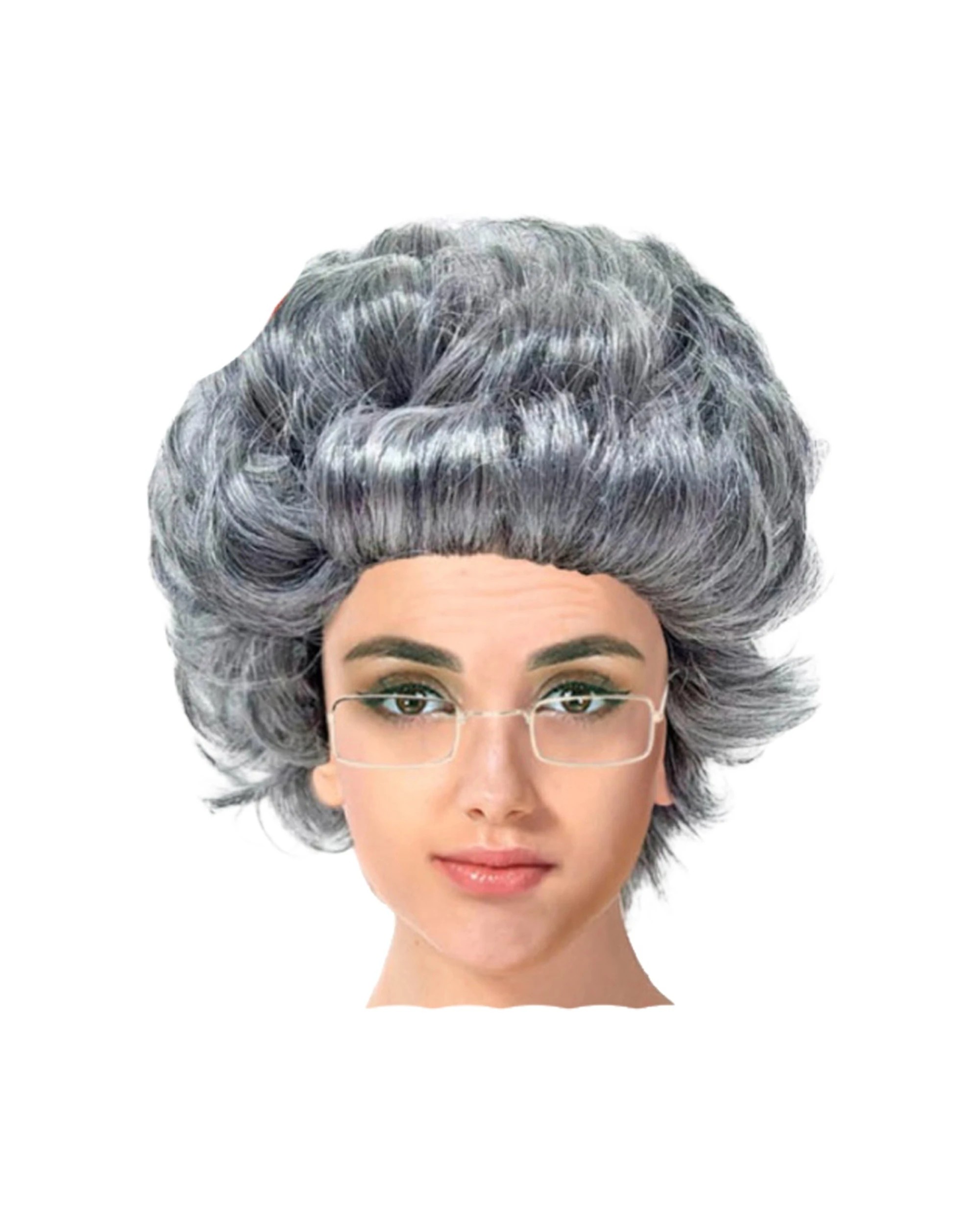 1 JD Party Curly Wig Costume Accessory Grandma Style Dress Up 74cm - Grey, 1 of 2