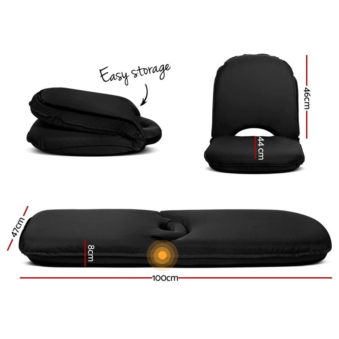 2 Artiss Floor Lounge Sofa Camping Chair - Black, 2 of 5