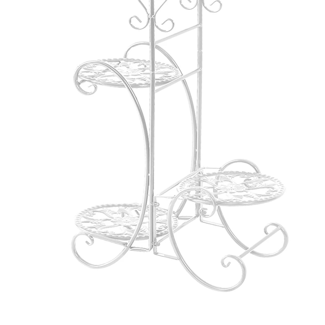 6 Levede Flower Shape Metal Plant Stand with 4 Plant Pot Space - White, 6 of 6