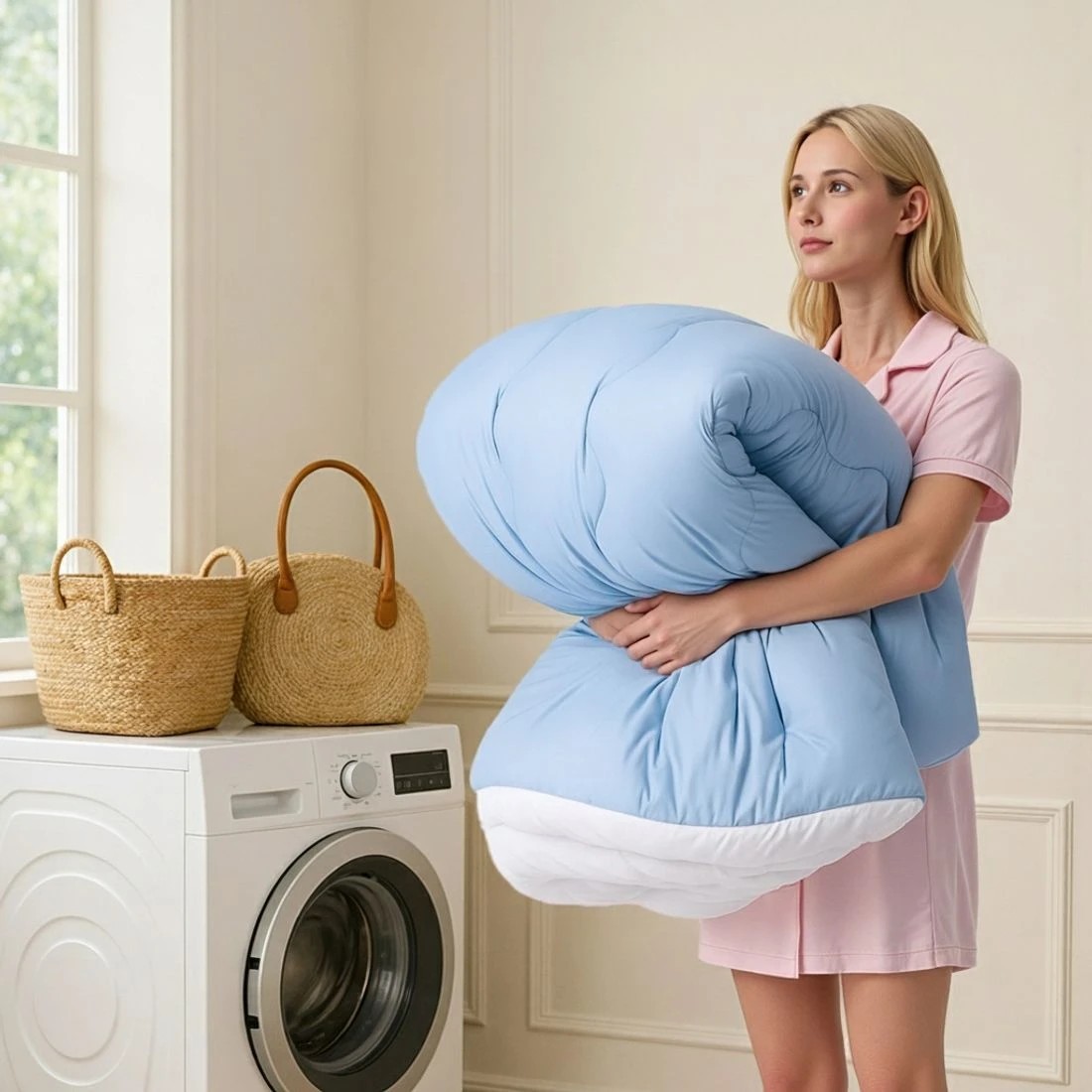 9 Giselle 5cm Mattress Topper Pillowtop toppers Double-Sided Double - Blue, 9 of 9