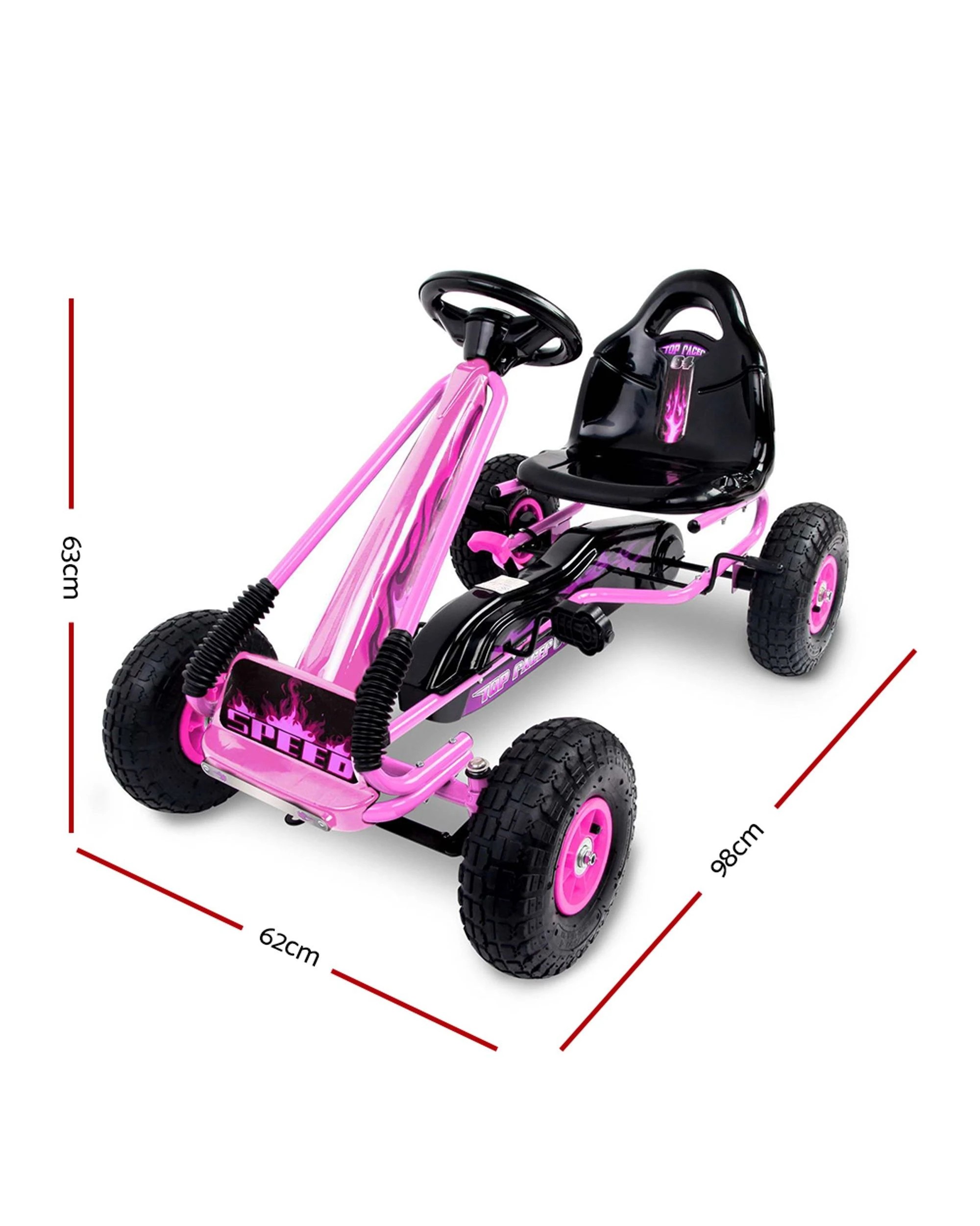 2 Rigo Kids Pedal Go Kart Ride On Toys Racing Car Rubber Tyre
 - Pink, 2 of 3