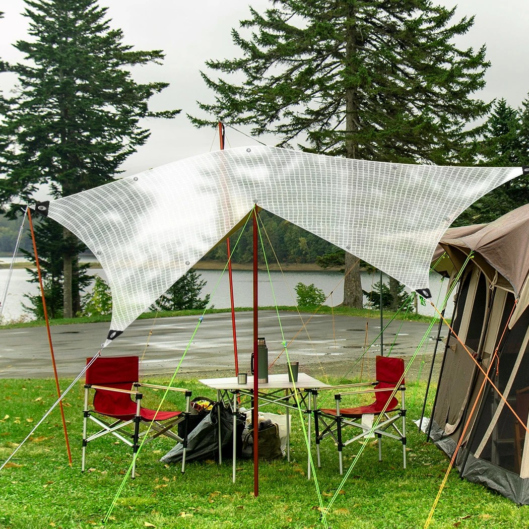 8 Mountview Heavy Duty Waterproof Poly Tarpaulin Camping Cover Clear Grid, 8 of 8
