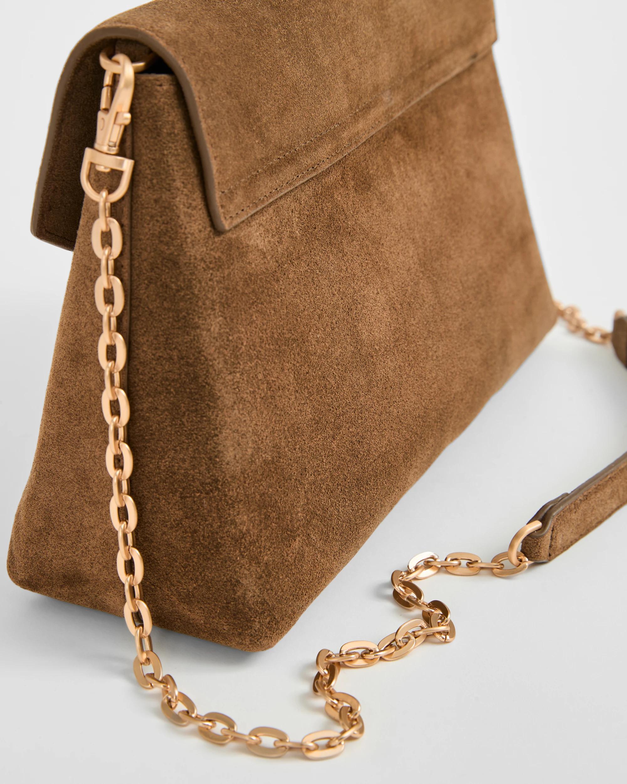 4 Target Accessories Premium Suede Leather Envelope Crossbody Bag HAZELNUT, 4 of 5