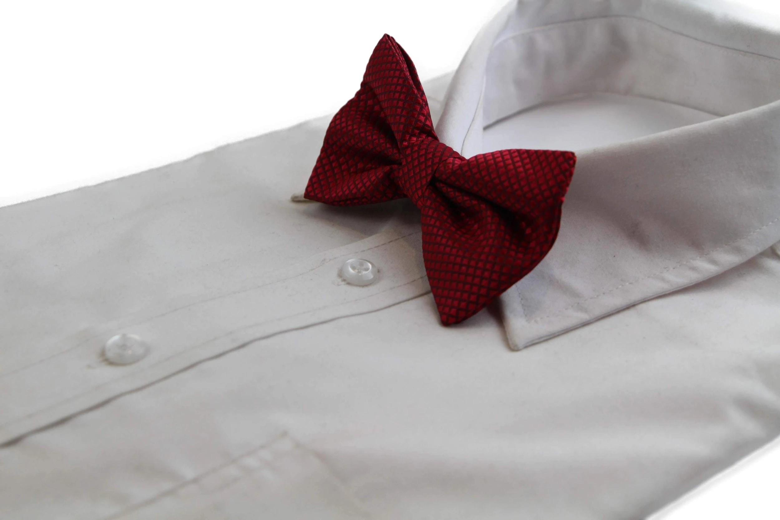 1 Zasel Mens Maroon Plain Coloured Large Patterned Checkered Bow Tie - Brown, 1 of 3