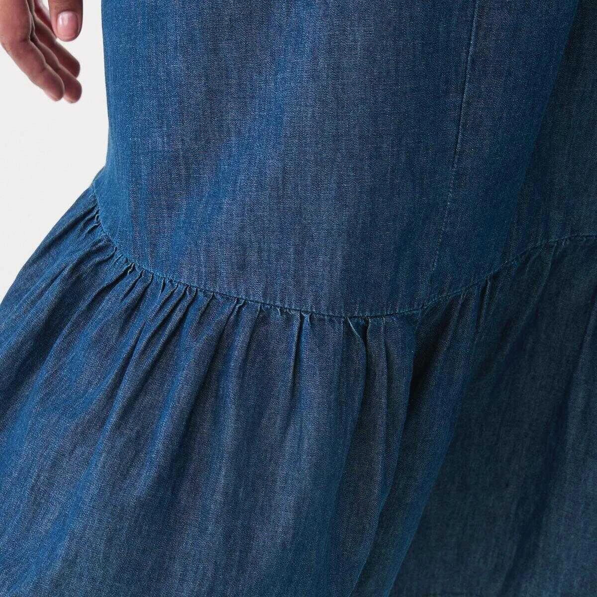 6 Curve Short Sleeve Chambray Midi Dress DARK DENIM WASH, 6 of 6