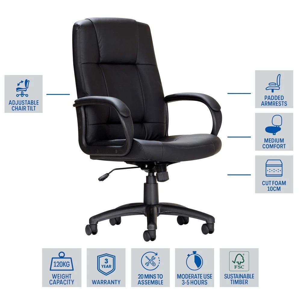 2 Archer Chair Black Ergonomic Chairs and Desk Chairs, 2 of 10