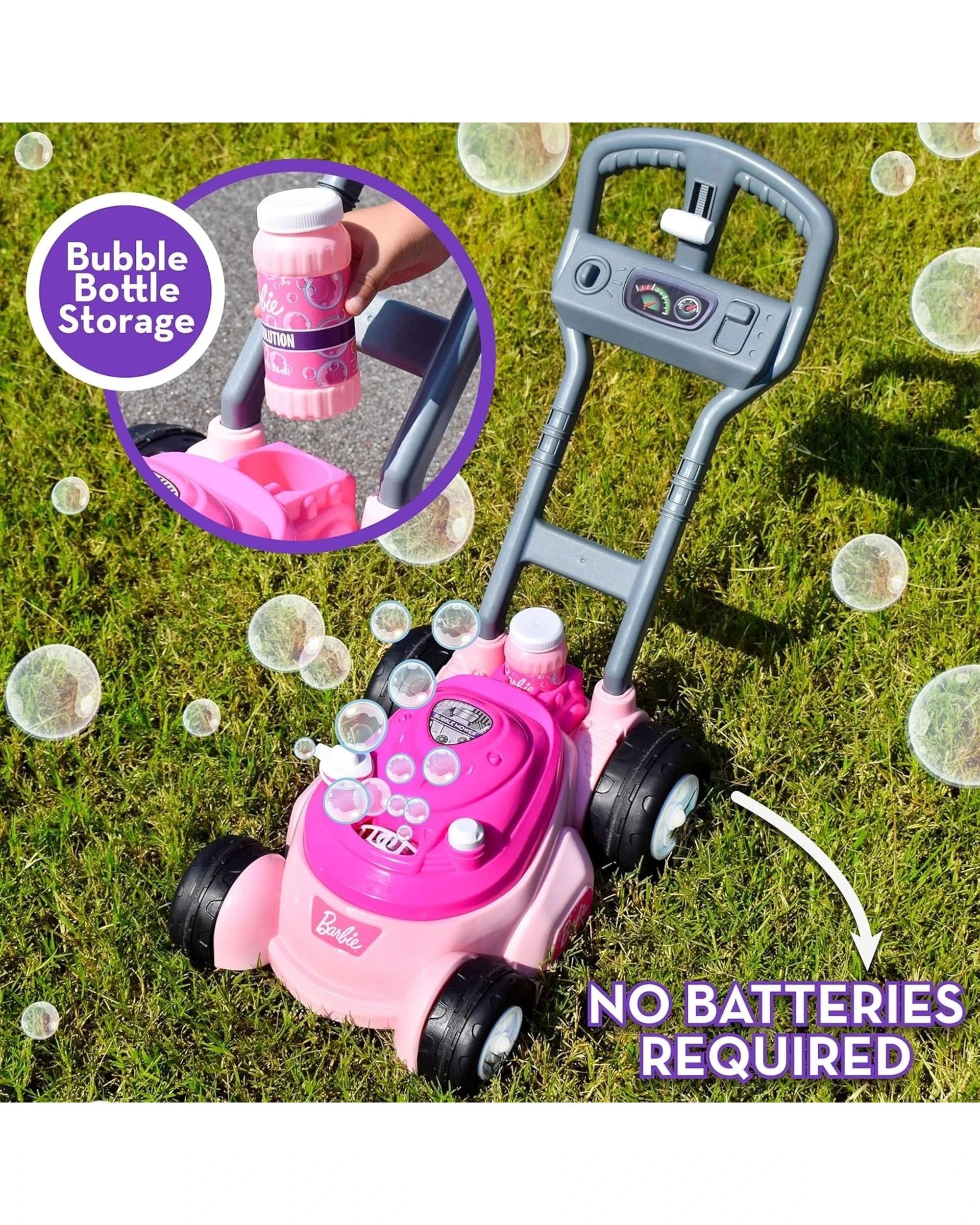 5 Barbie Bubble N Go Mower and Bubble Solution - Pink, 5 of 6