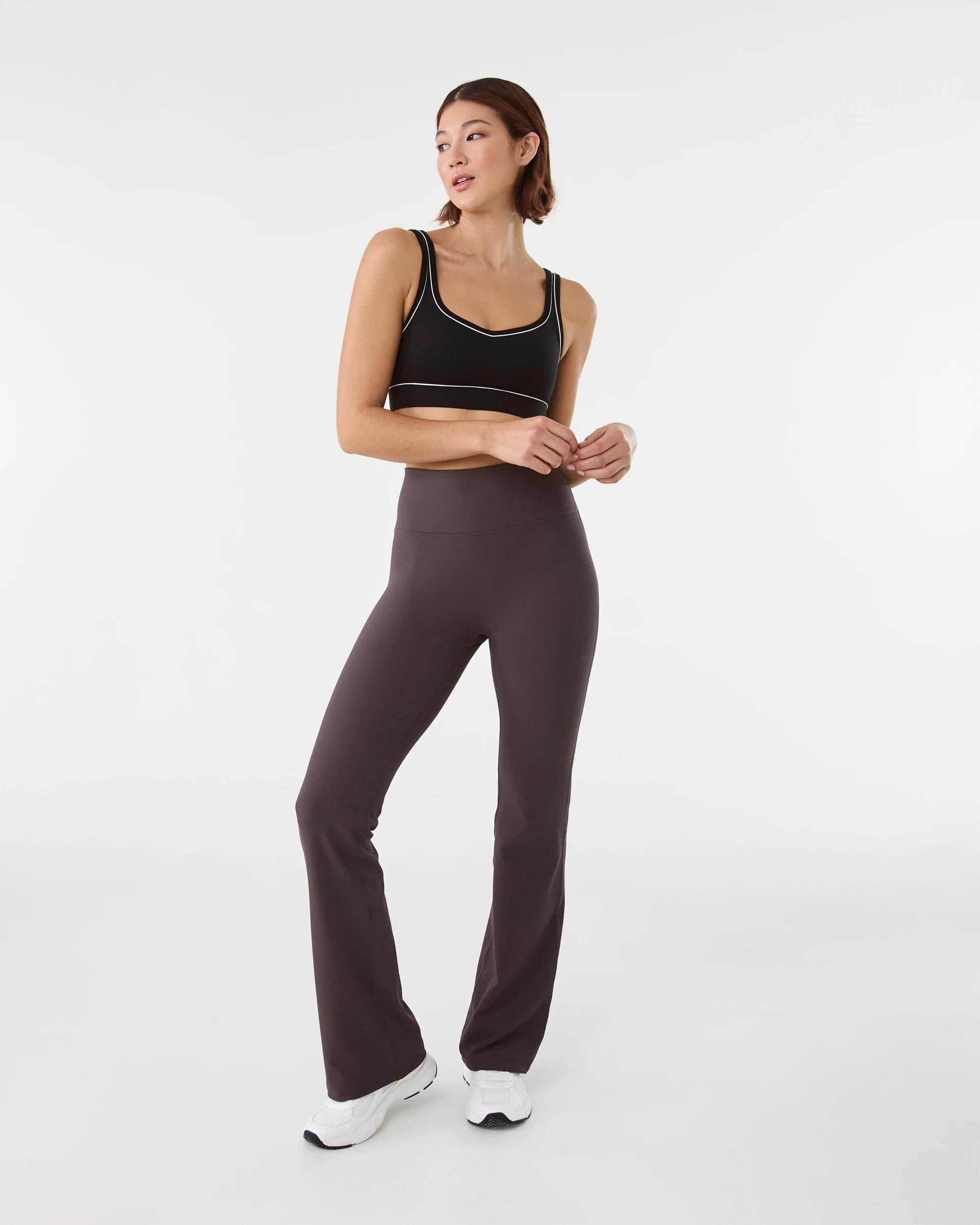 2 Active Womens Soft Rib Flared Leggings Espresso, 2 of 5