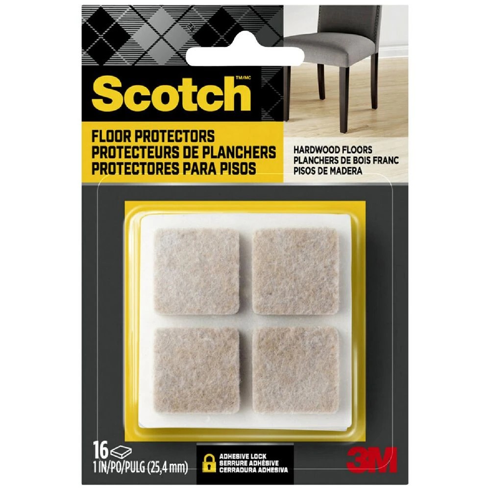1 Scotch Square Felt Pads Beige 16 Pack, 1 of 4