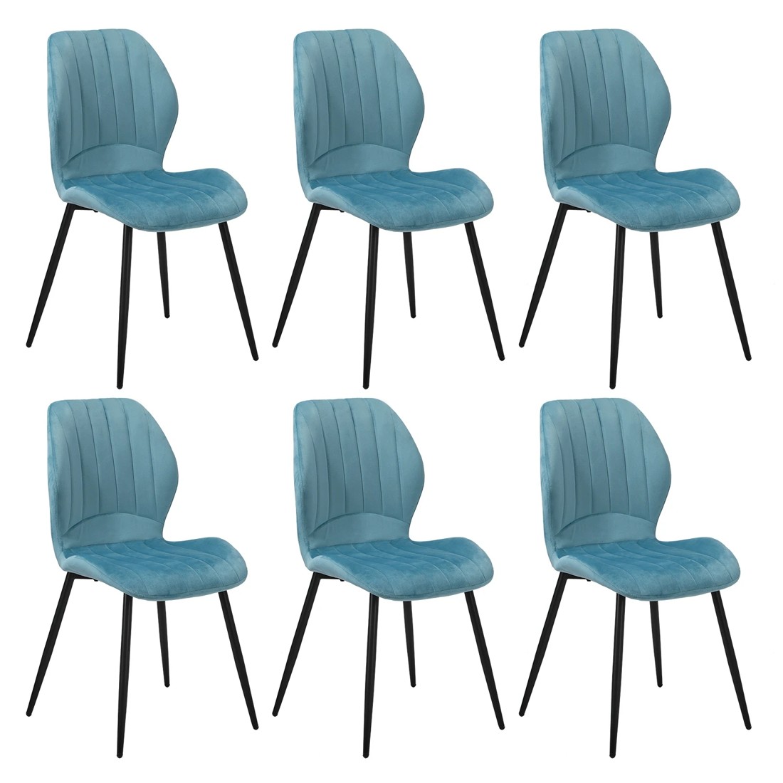 1 Oikiture Set Of 6 Dining Chairs Kitchen Lounge Padded Seat Armless Velvet
 - Blue, 1 of 9
