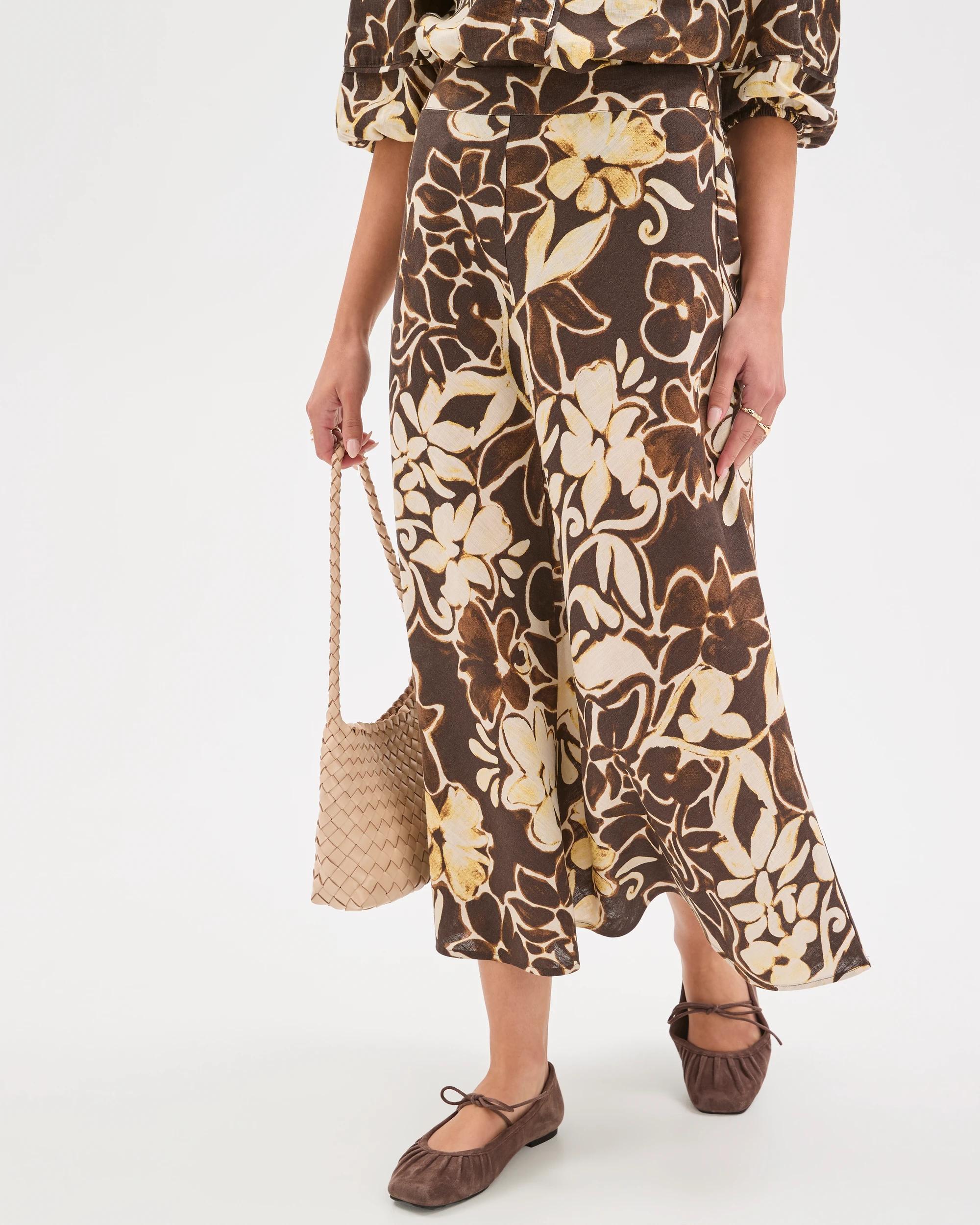 4 Target Petites Petites European Linen Seam Detail Midi Skirt FLORAL PRINT, 4 of 6