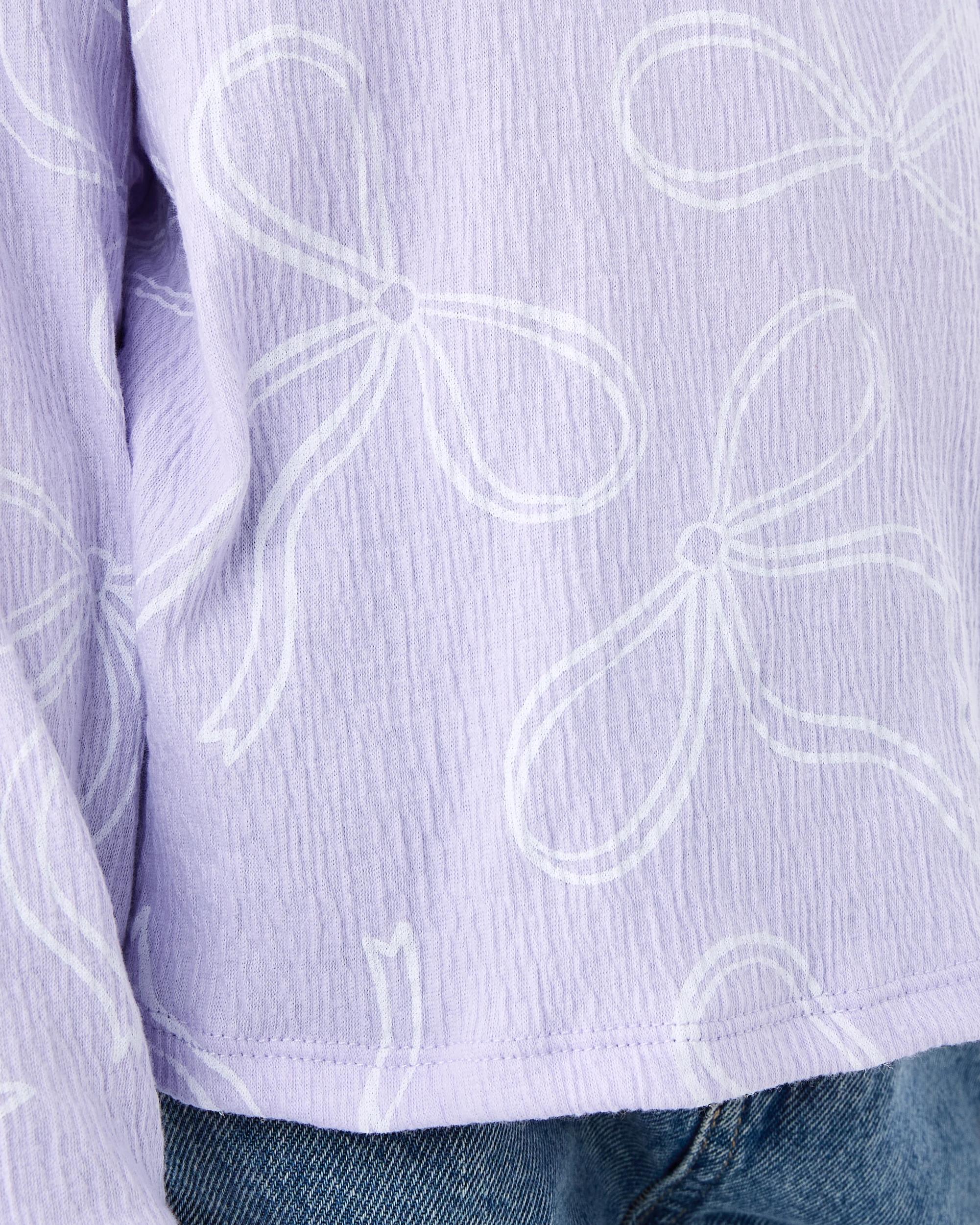 6 Long Sleeve Texture T-shirt Pur Bow, 6 of 8