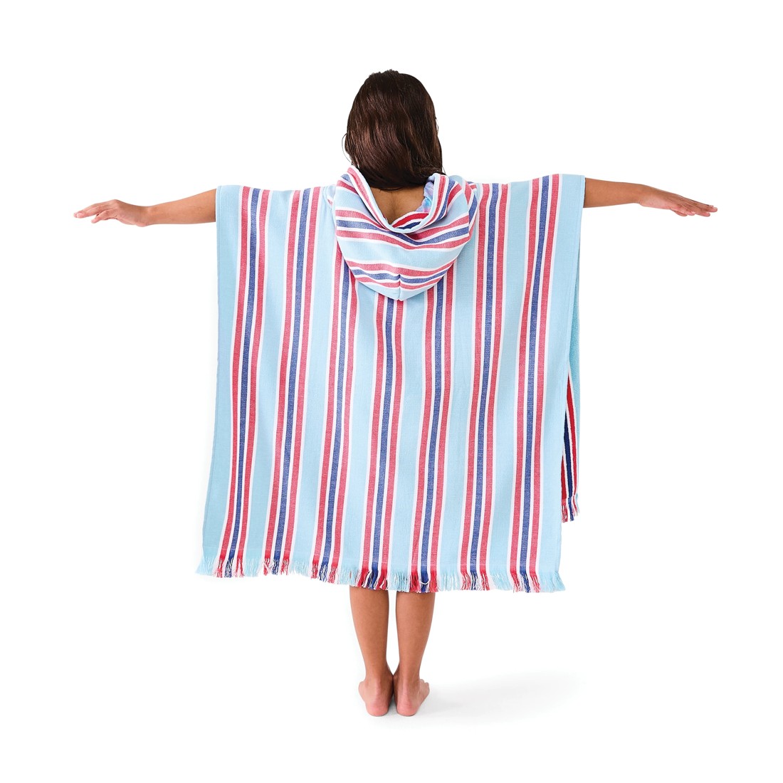 4 Kids Hooded Turkish Beach Towel - Red and Blue, 4 of 9