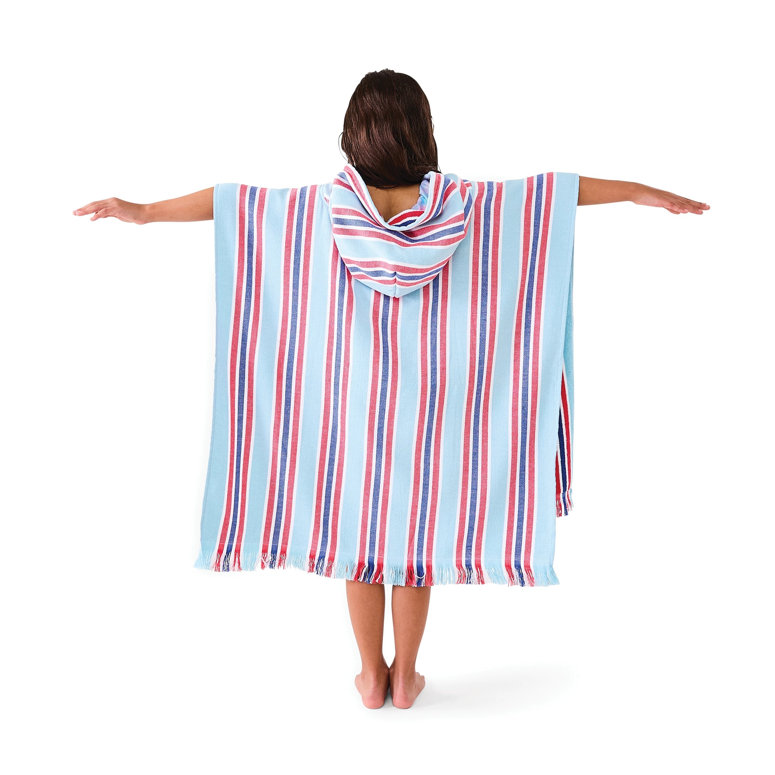 4 Kids Hooded Turkish Beach Towel - Red and Blue, 4 of 9