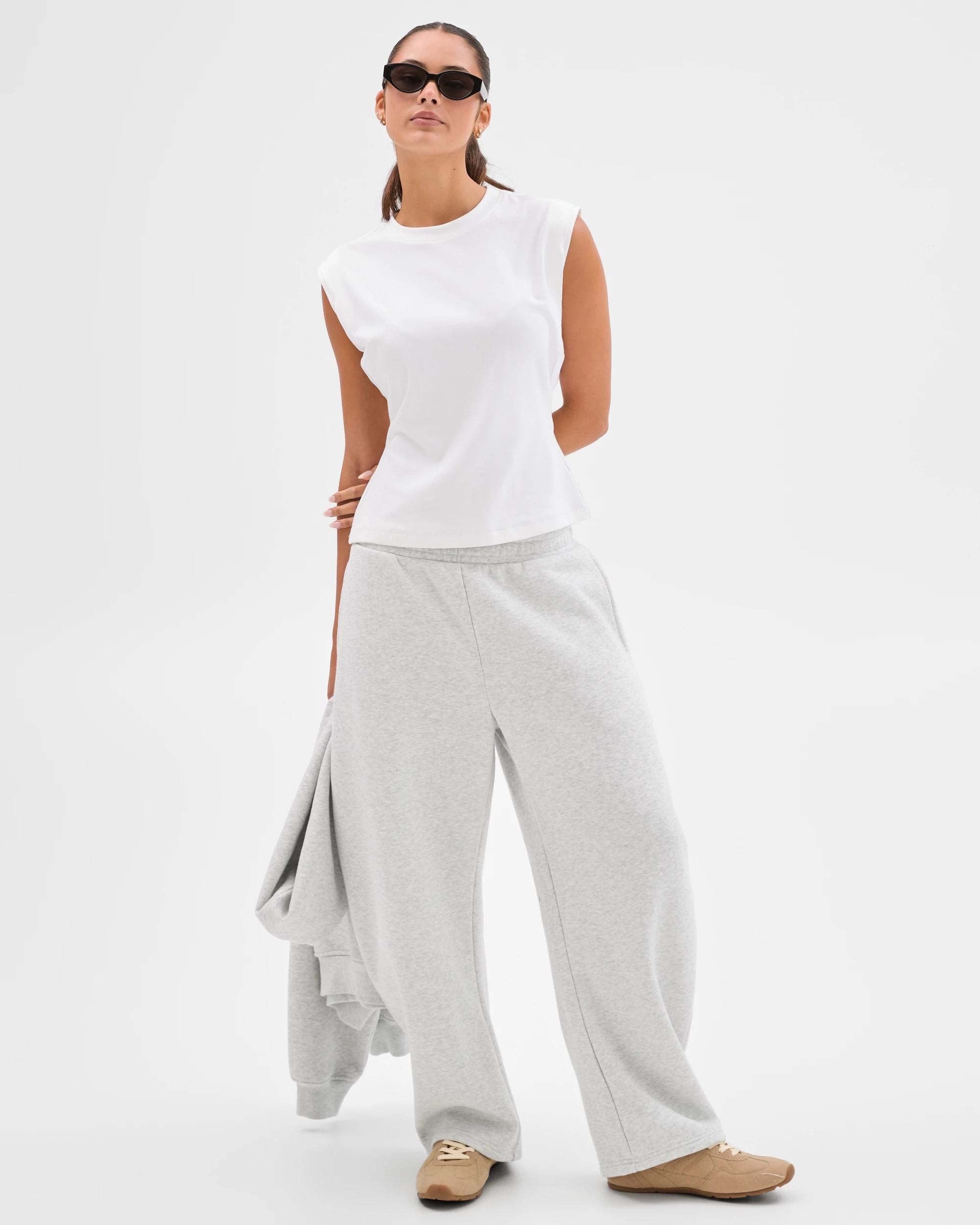 1 Lily Loves Australian Cotton Blend Bow Leg Trackpants SILVER MARLE, 1 of 7