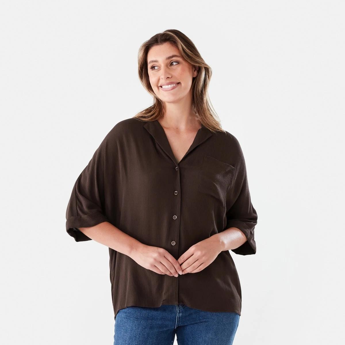 1 Short Dolman Sleeve Shirt MELTED CHOCOLATE, 1 of 5