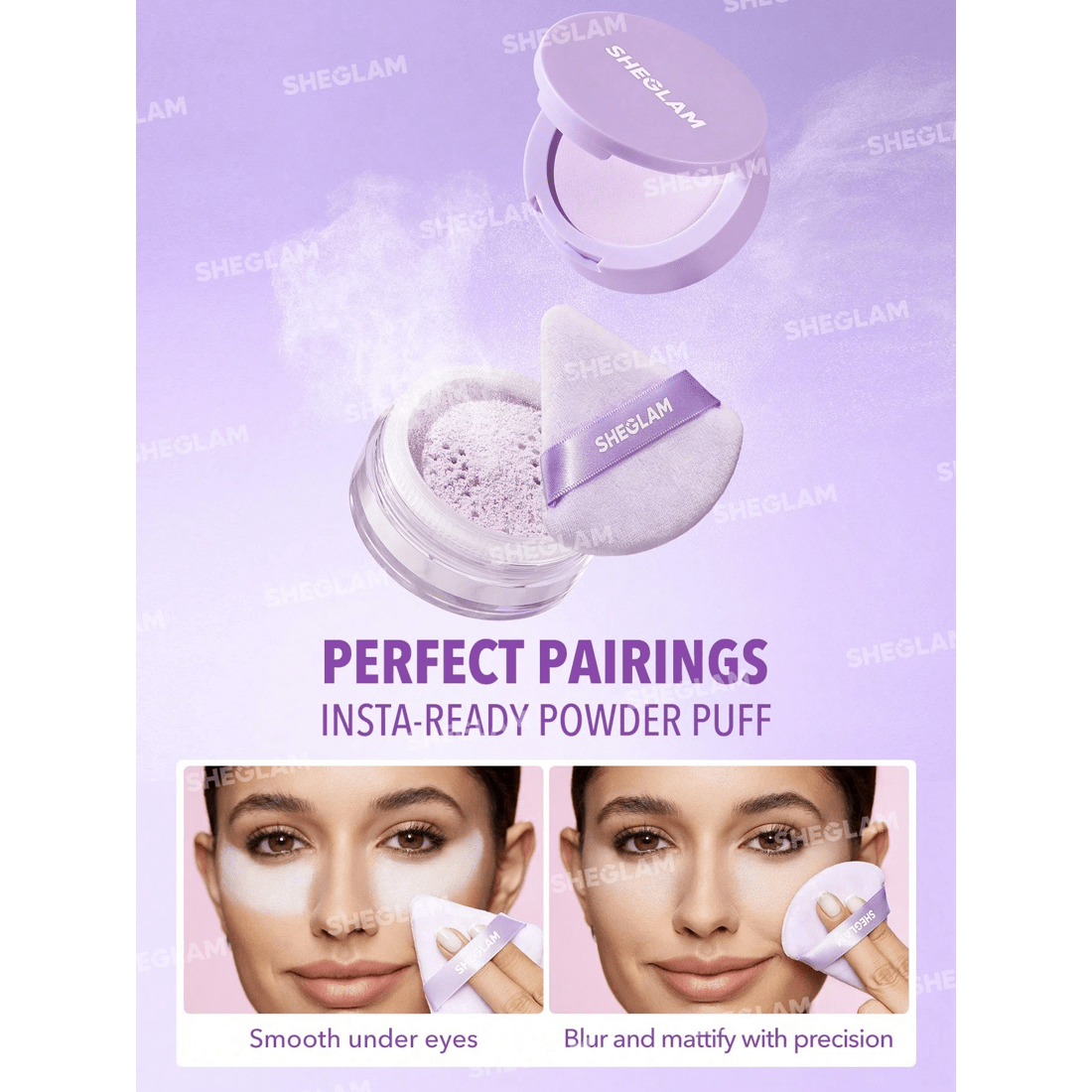 3 SHEGLAM Insta-Ready Face & Under Eye Setting Powder Duo - Taro, 3 of 7