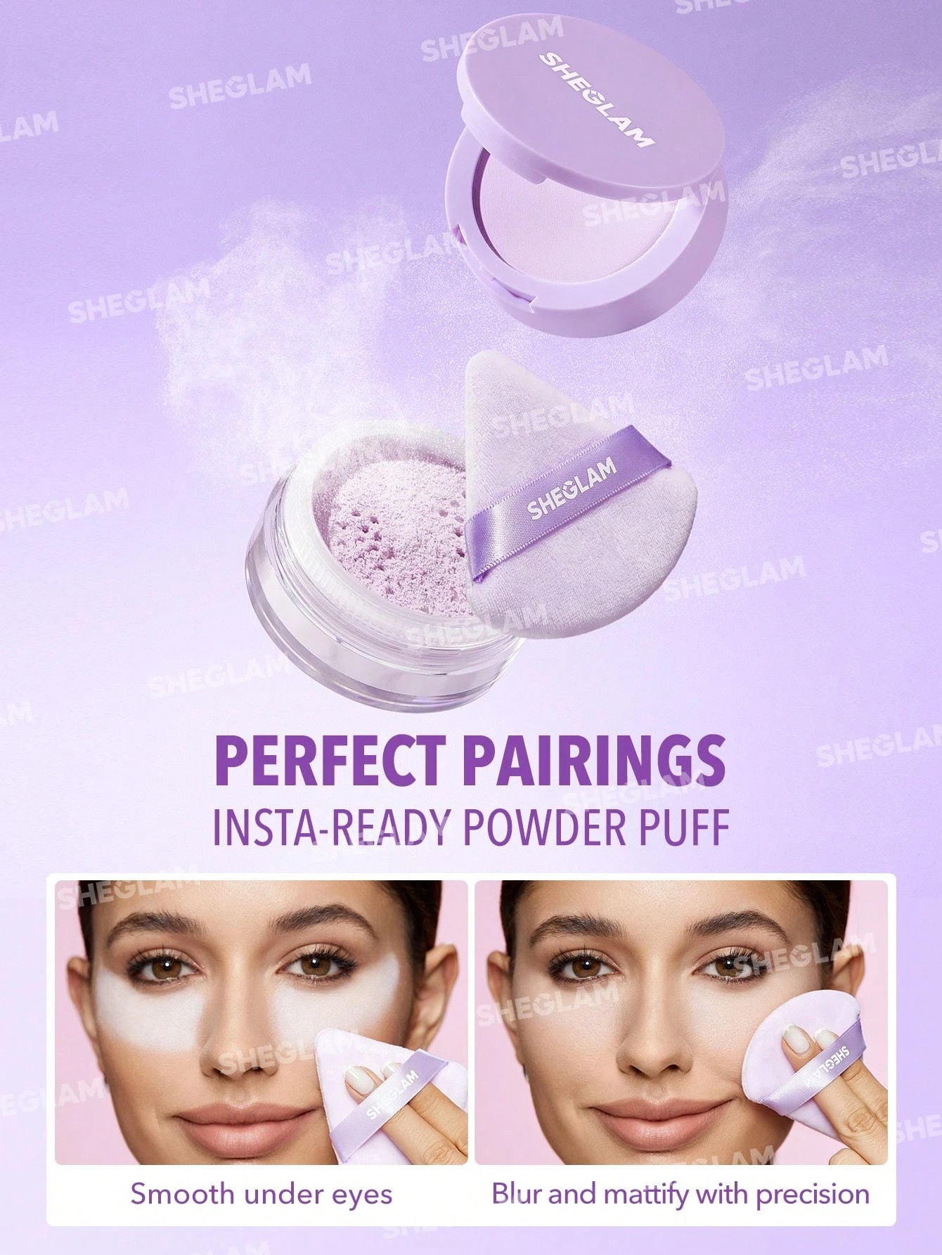 3 SHEGLAM Insta-Ready Face & Under Eye Setting Powder Duo - Taro, 3 of 7
