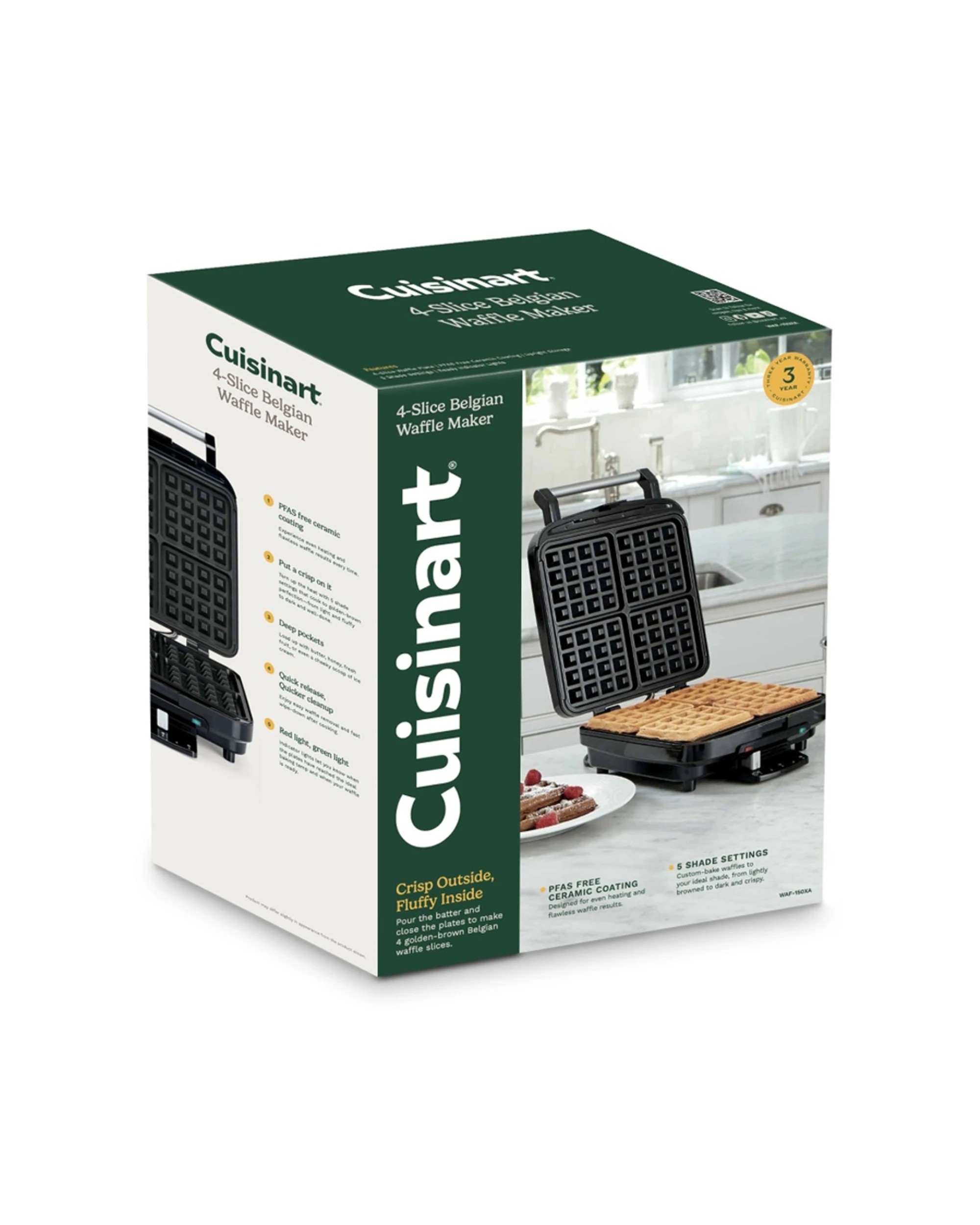 4 Cuisinart Electric Waffle Maker Brushed Stainless Steel 240V - Black, 4 of 4