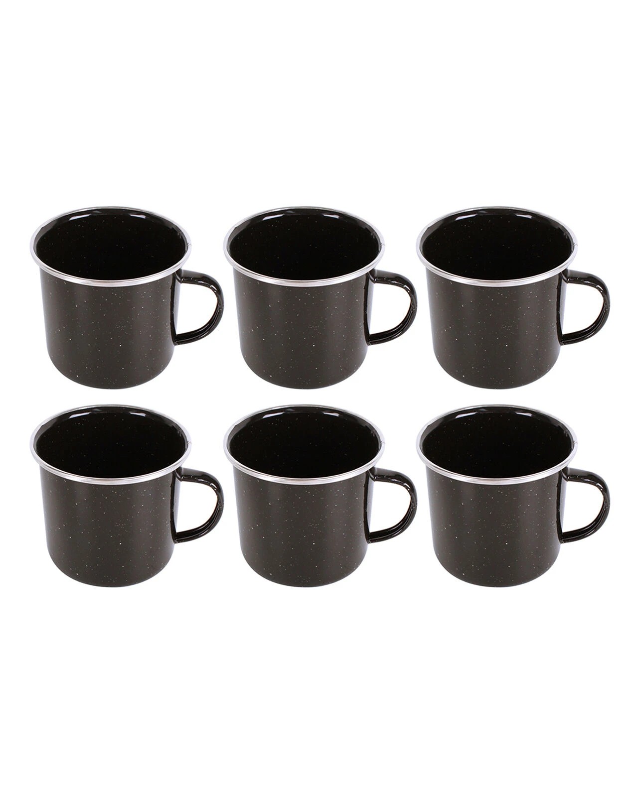 1 Wildtrak Enamel Mugs 6 Pack Lightweight Rust Resistant Outdoor Camping - Black, 1 of 2