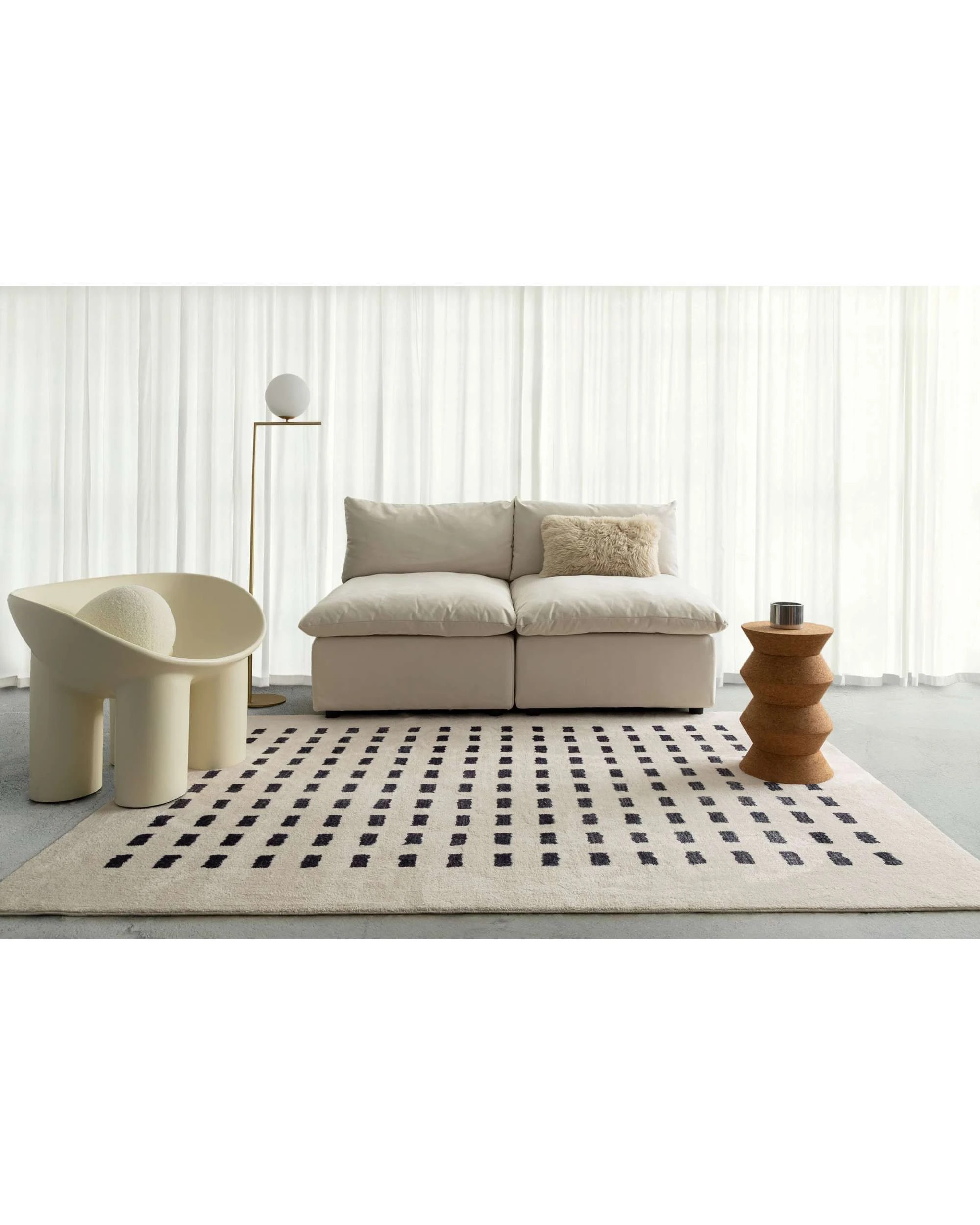 2 Loopsie Taber Rectangles Washable Rug-180cm x 120cm - White, 2 of 7