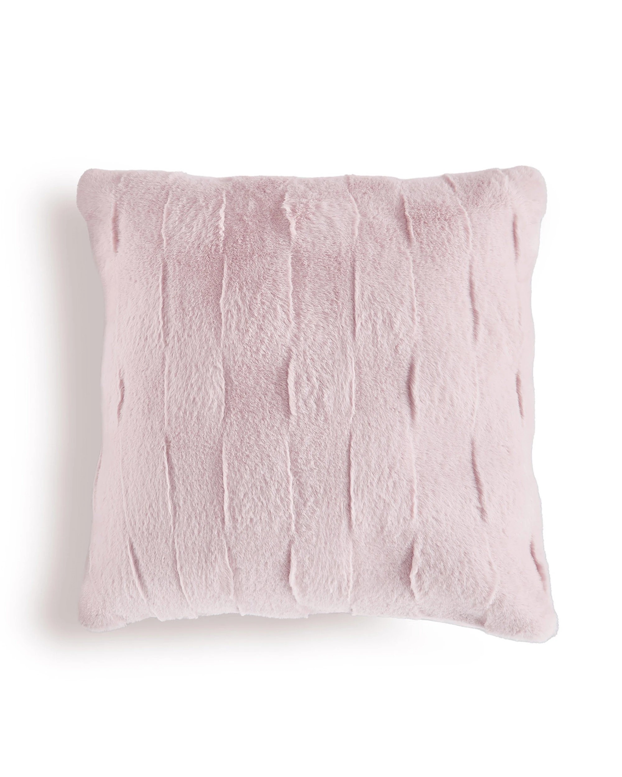 2 Dreamaker Basketweave Faux Fur Cushion 50x50cm - Blush Pink, 2 of 4