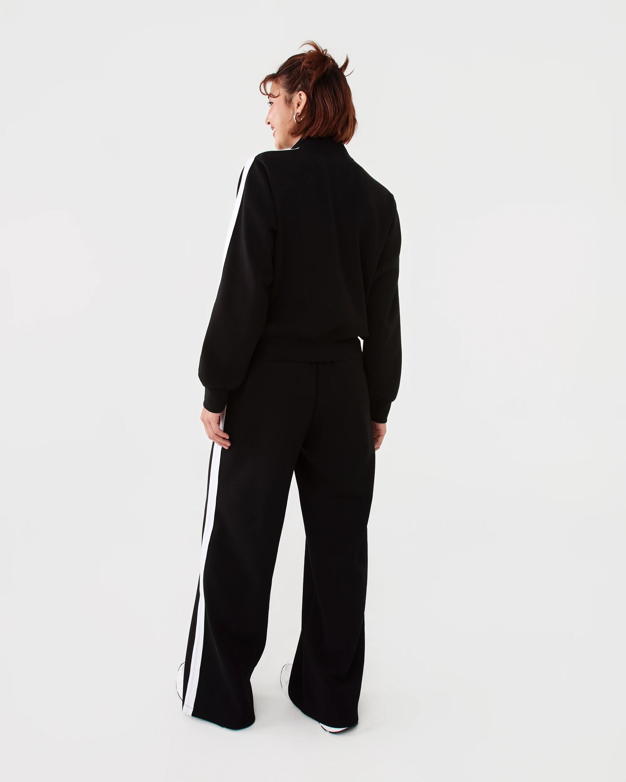 4 Active Womens Retro Wide Leg Trackpants Black, 4 of 10