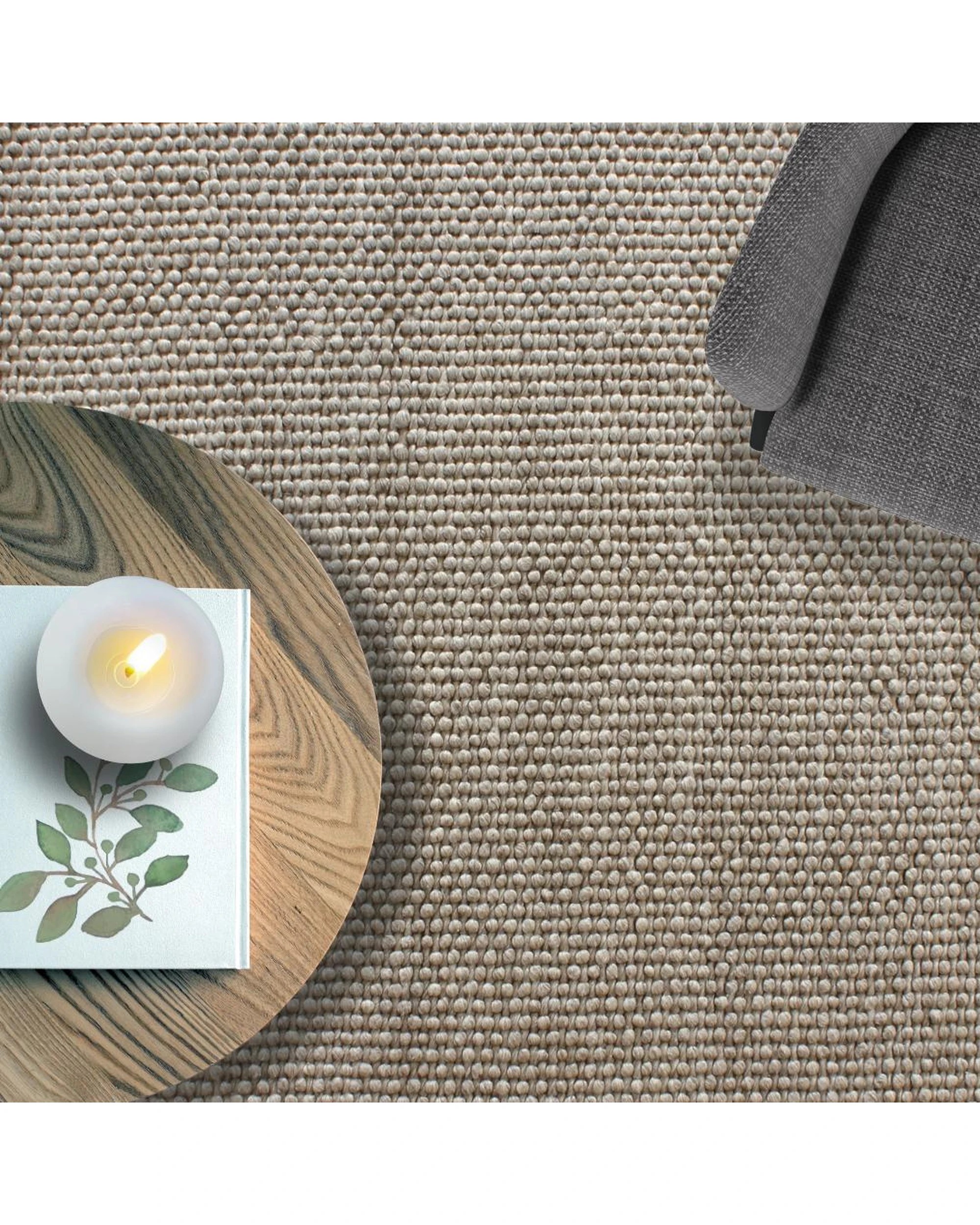 4 La Grace Home Aura Hand Woven Loop Pile Wool Rug - 160x230cm - Beige, 4 of 7
