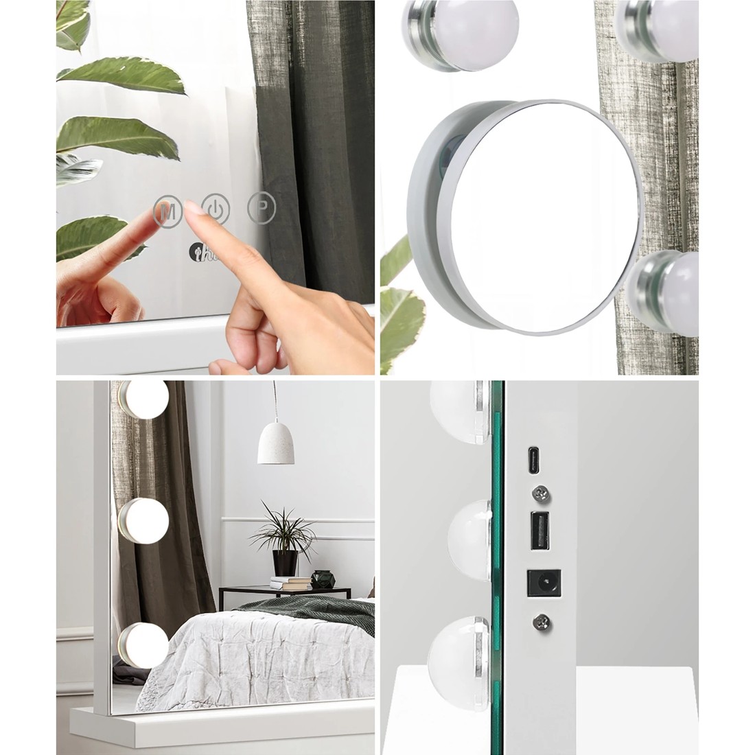 3 Oikiture Hollywood Makeup Mirror Magnifying Led Light 15 Bulbs Wall Mirrors
 - White, 3 of 8