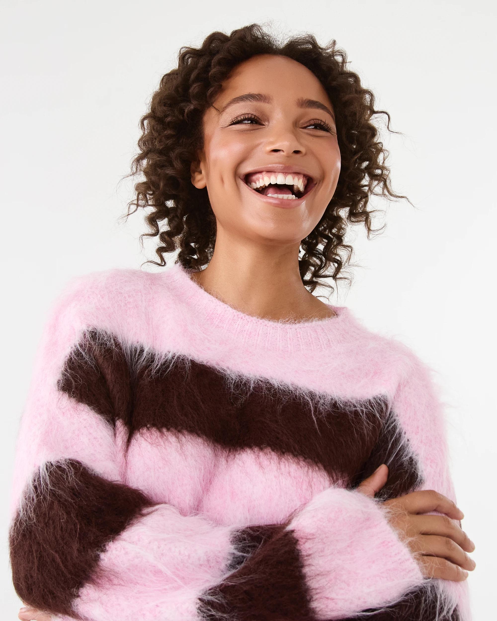 5 Fluffy Knit Jumper Pnk Stripe, 5 of 8