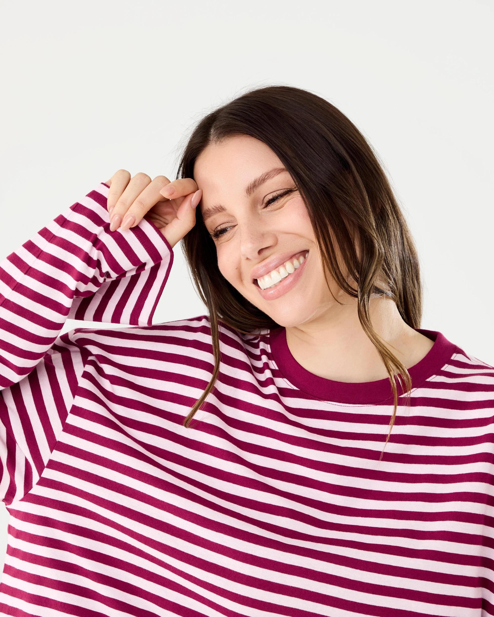 4 Long Sleeve Oversized Boyfriend Print T-shirt Cranstripe, 4 of 6