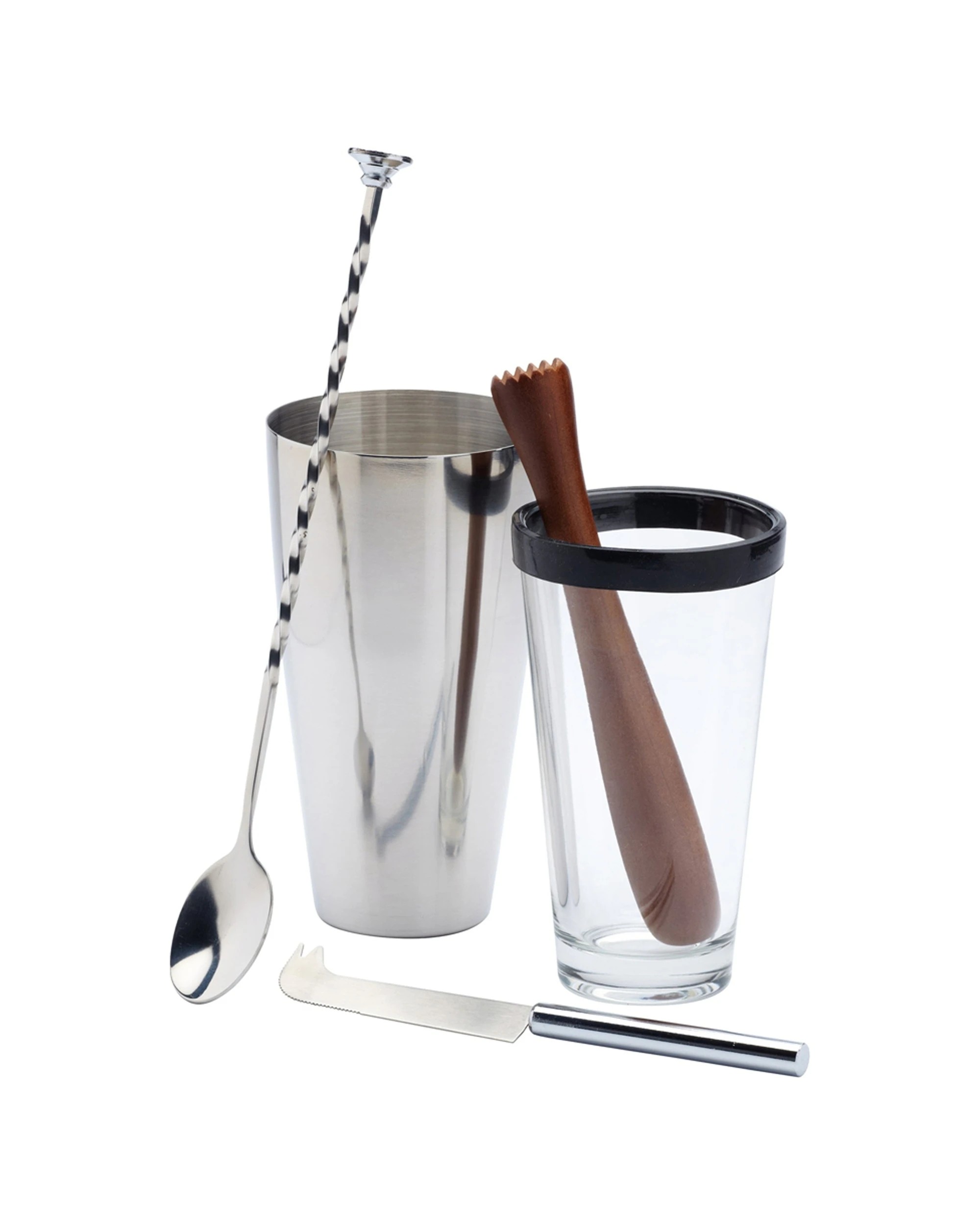 1 BarCraft 4pc Luxe Lounge Mojito Cocktail Maker Set - Silver, 1 of 3