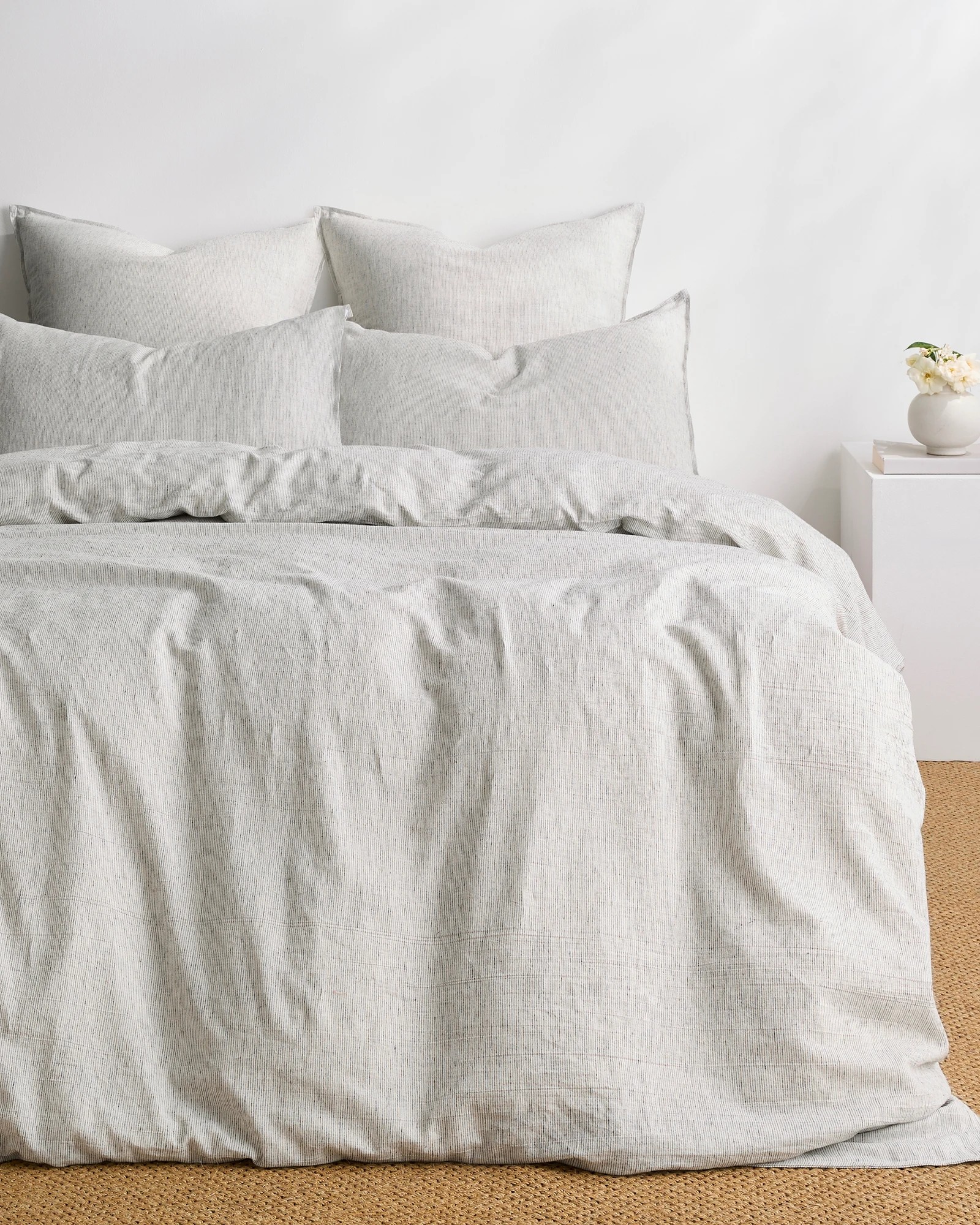 1 Target Brayden Stripe Linen/Cotton Quilt Cover Set - Queen Bed - White, 1 of 3