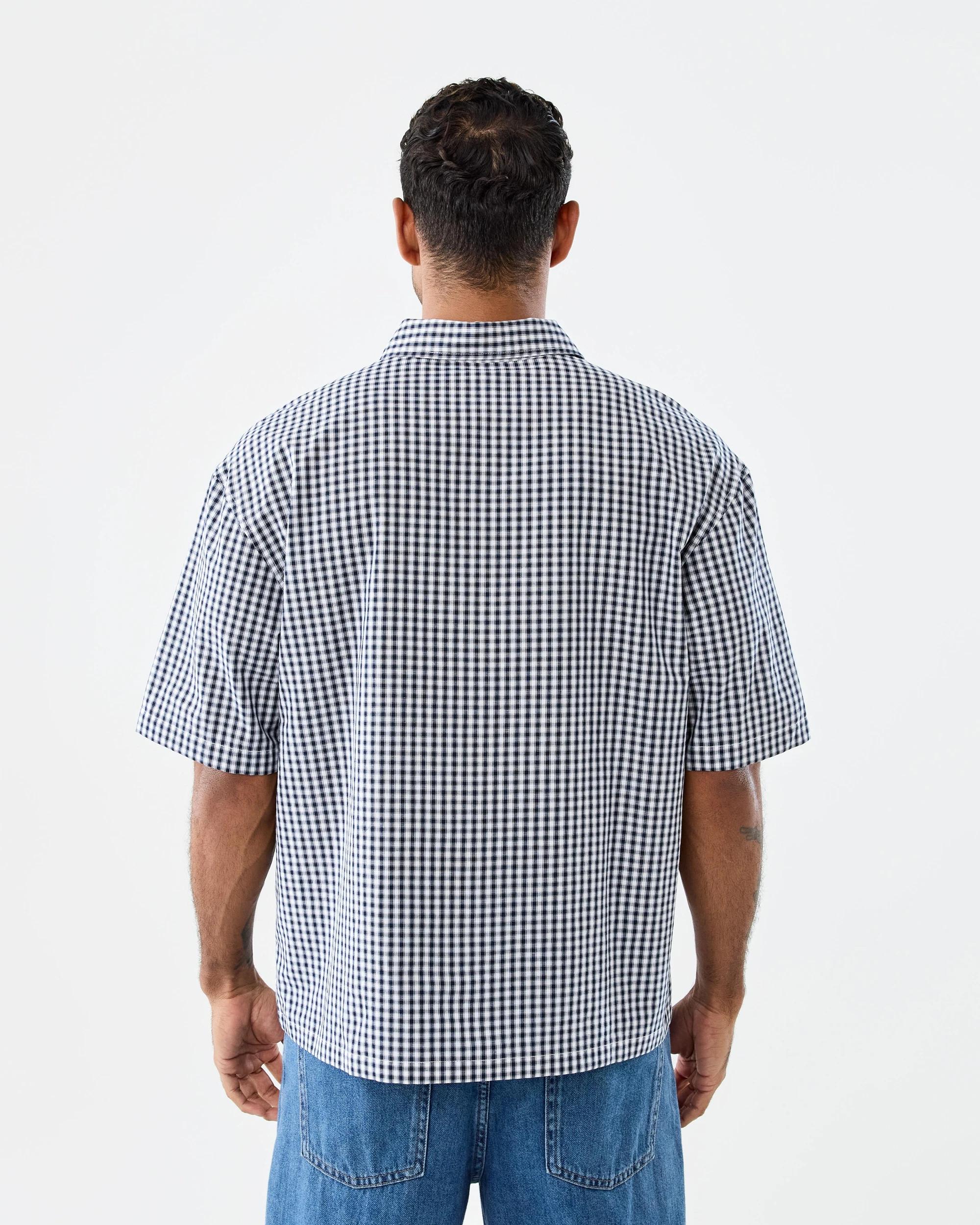 3 Short Sleeve Boxy Check Shirt Blk Ginghm, 3 of 8