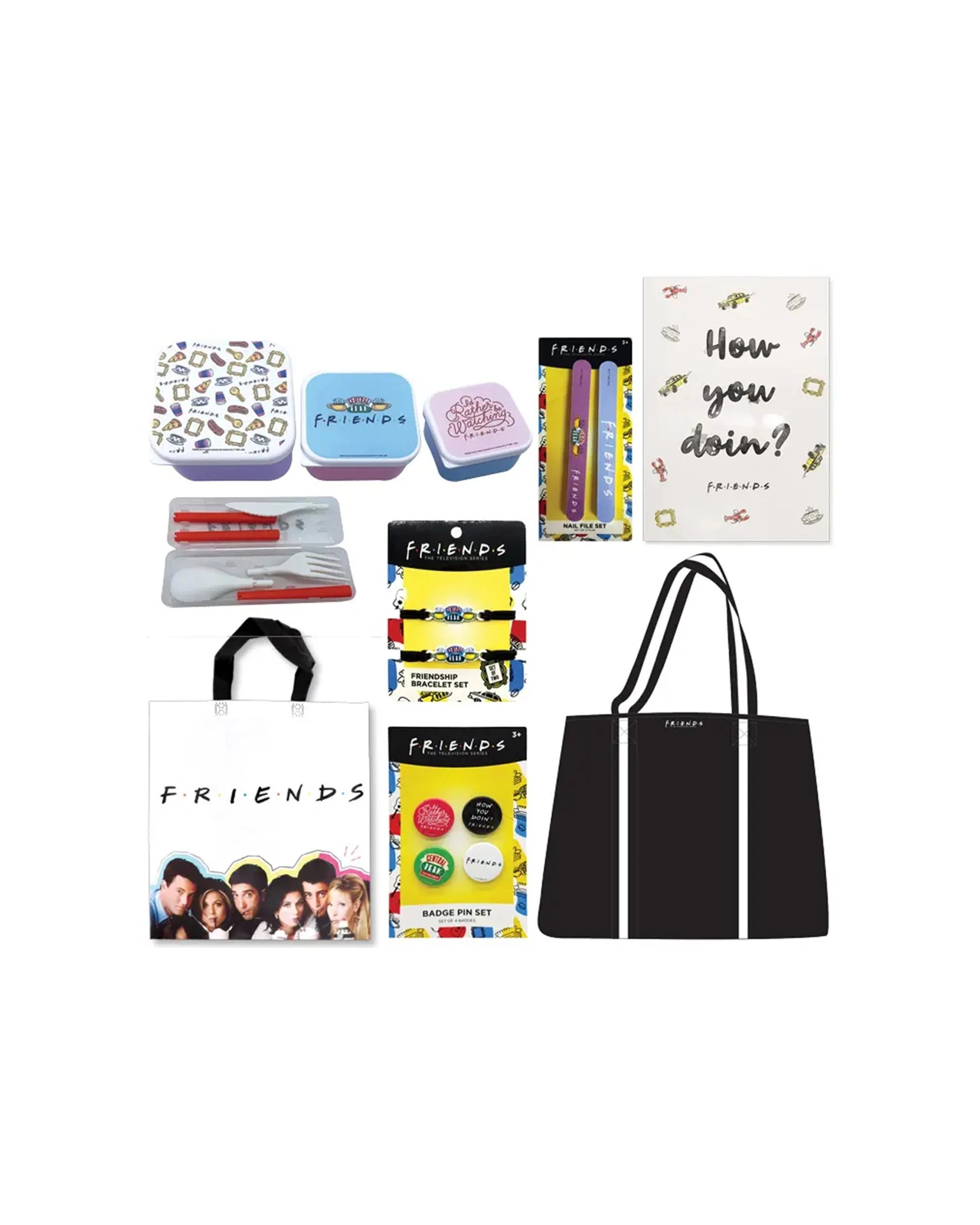 1 Friends TV Series Themed Showbag 22 Badges Bracelet Cutlery Handbag - Multi, 1 of 7