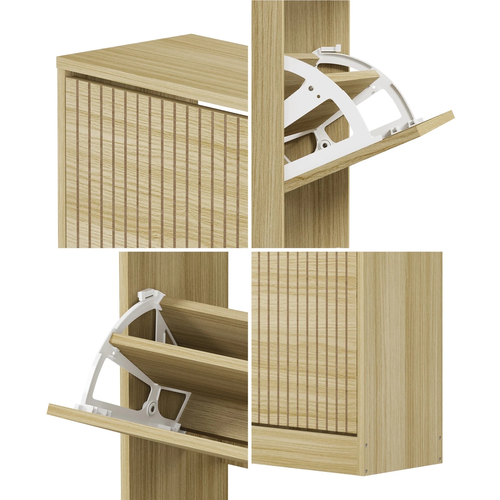 5 Oikiture Shoe Rack Storage Cabinet Organiser Drawers 3 Doors
 - Natural, 5 of 9