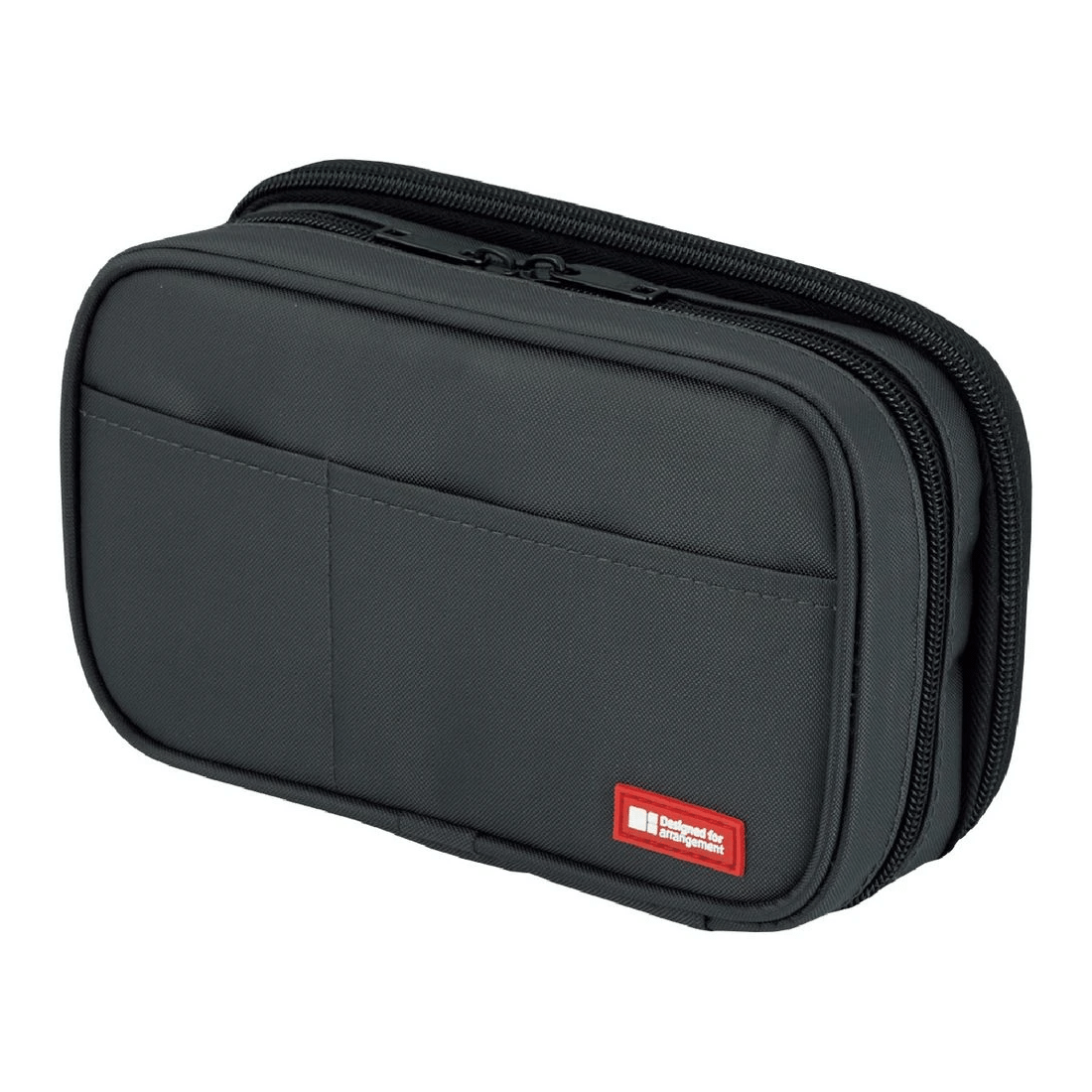 1 Lihit Lab Double Zip Mutli Compartment Pencil Case Black, 1 of 5