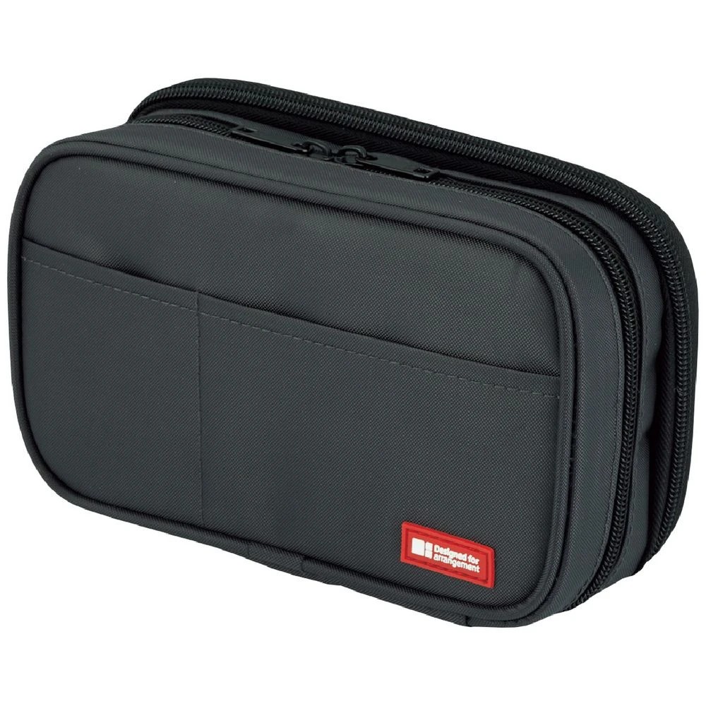 1 Lihit Lab Double Zip Mutli Compartment Pencil Case Black, 1 of 5