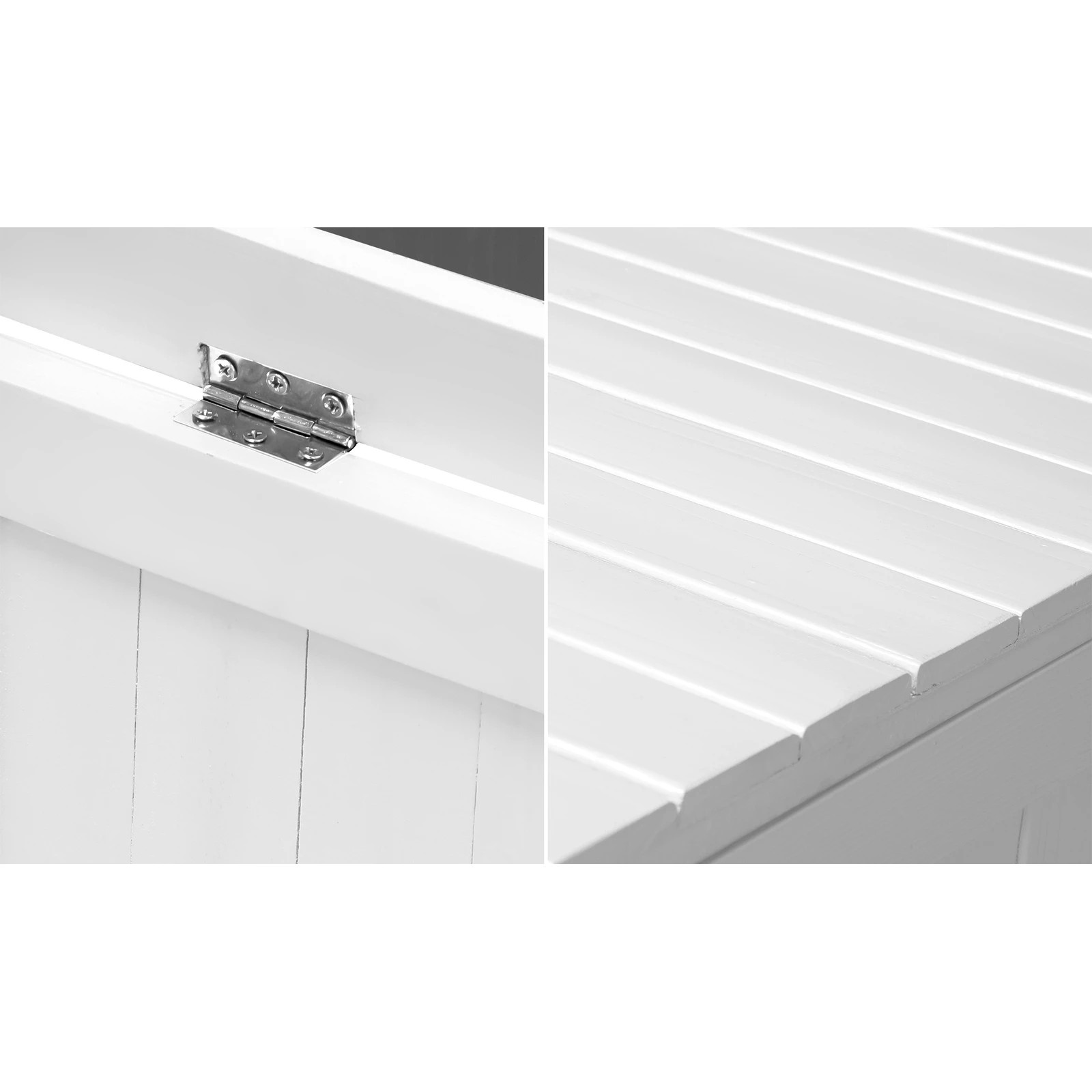 6 Livsip Outdoor Storage Box Wooden Garden Bench Chest Tool Container L - White, 6 of 7