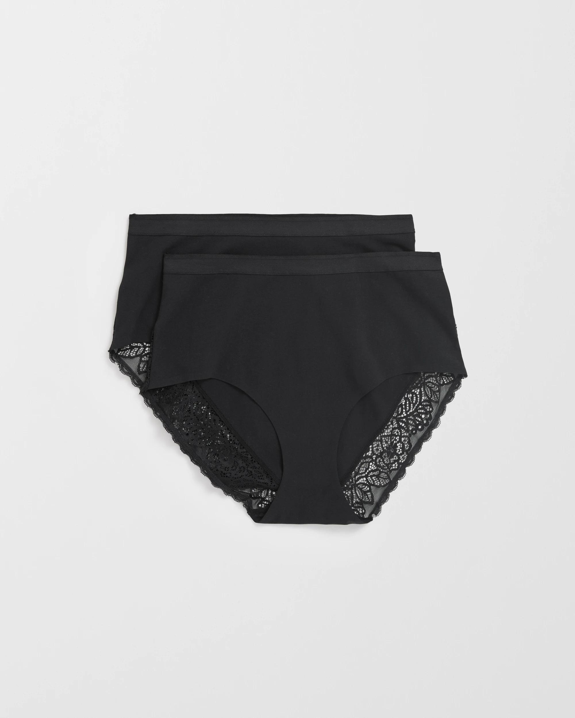 1 Target Woman Australian Cotton Blend 2 Pack Luna Lace Light Shaping Full Briefs BLACK, 1 of 4