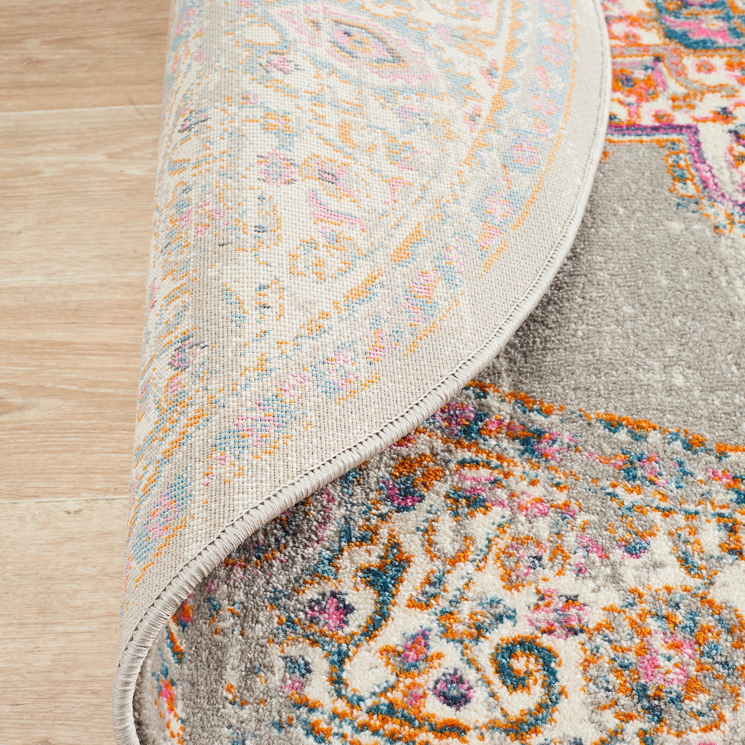 7 Common Ground Rugs Atlas 211 150x150cm - Small Round Rug - Silver, 7 of 7
