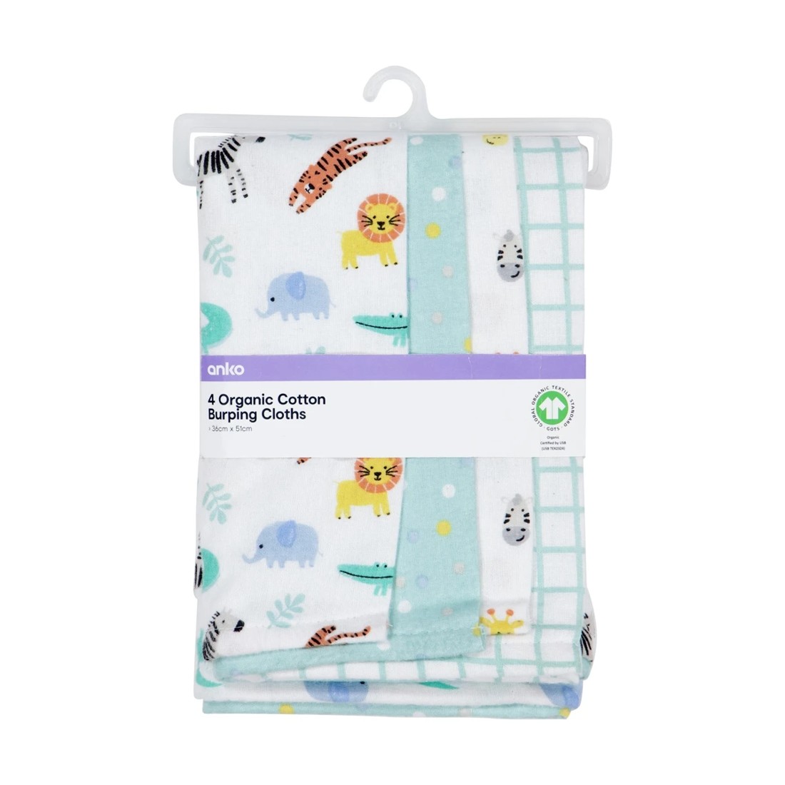 4 4 Pack Organic Cotton Burping Cloths, 4 of 4