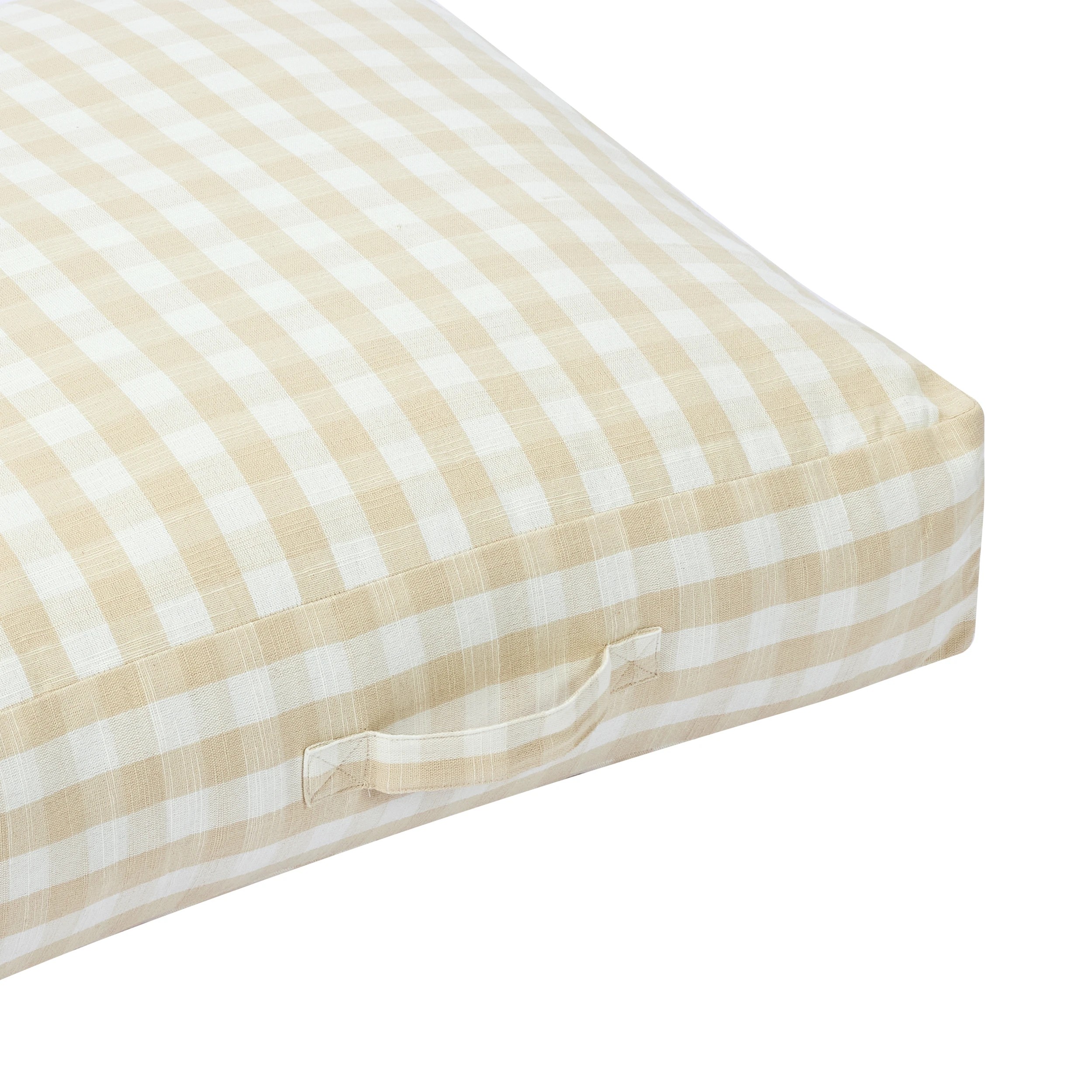 5 60cm Gingham Floor Cushion - Beige, 5 of 6