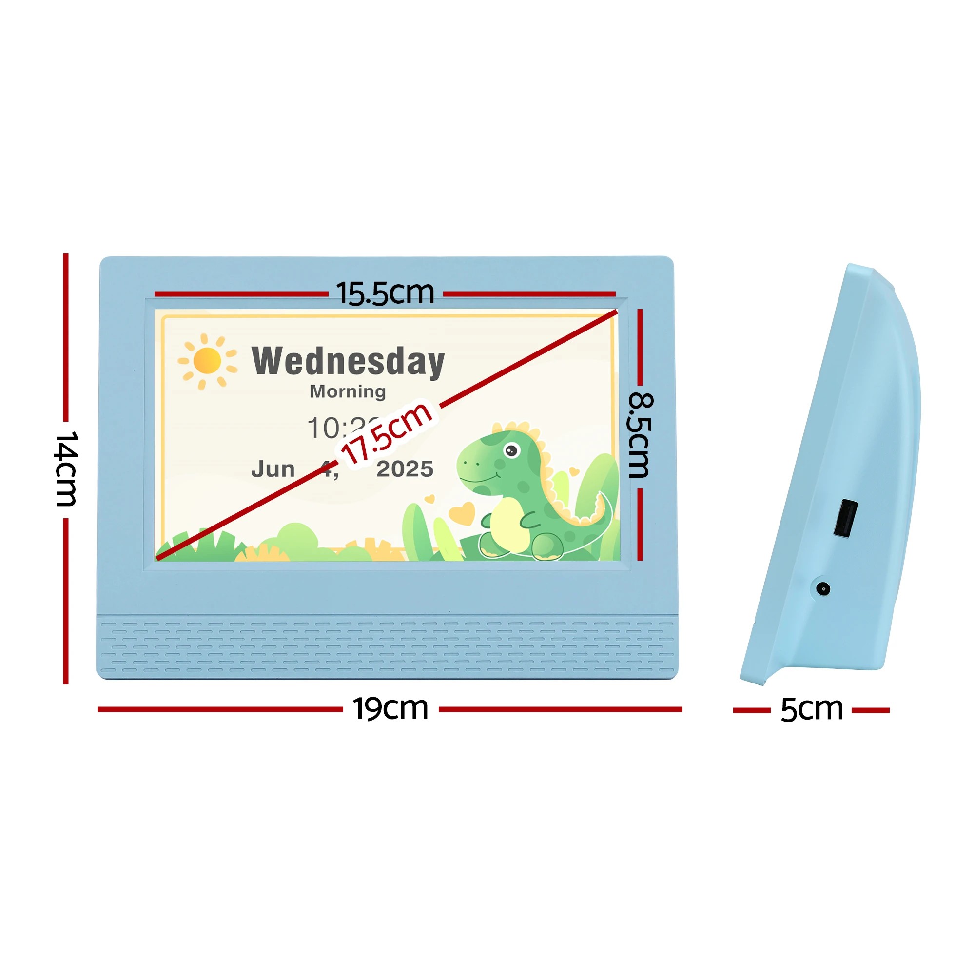 2 Artiss 7" Digital Day Clock Calendar Alarm LCD Children Sleep Trainer Clocks - Blue, 2 of 9