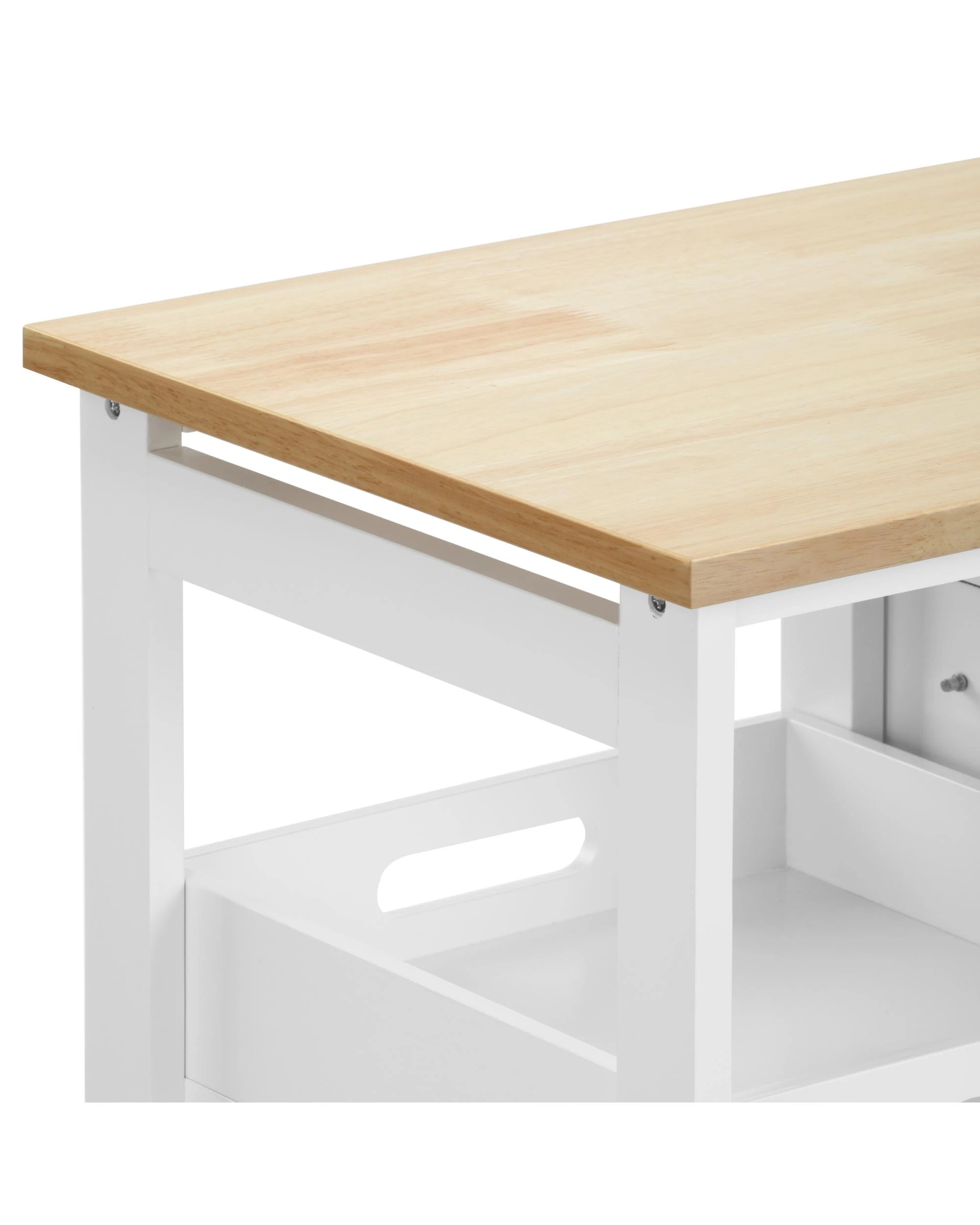 2 Kodu Mobile Kitchen Trolley Drinks Caddy 3 Drawers 2 Shelves White and Oak, 2 of 6