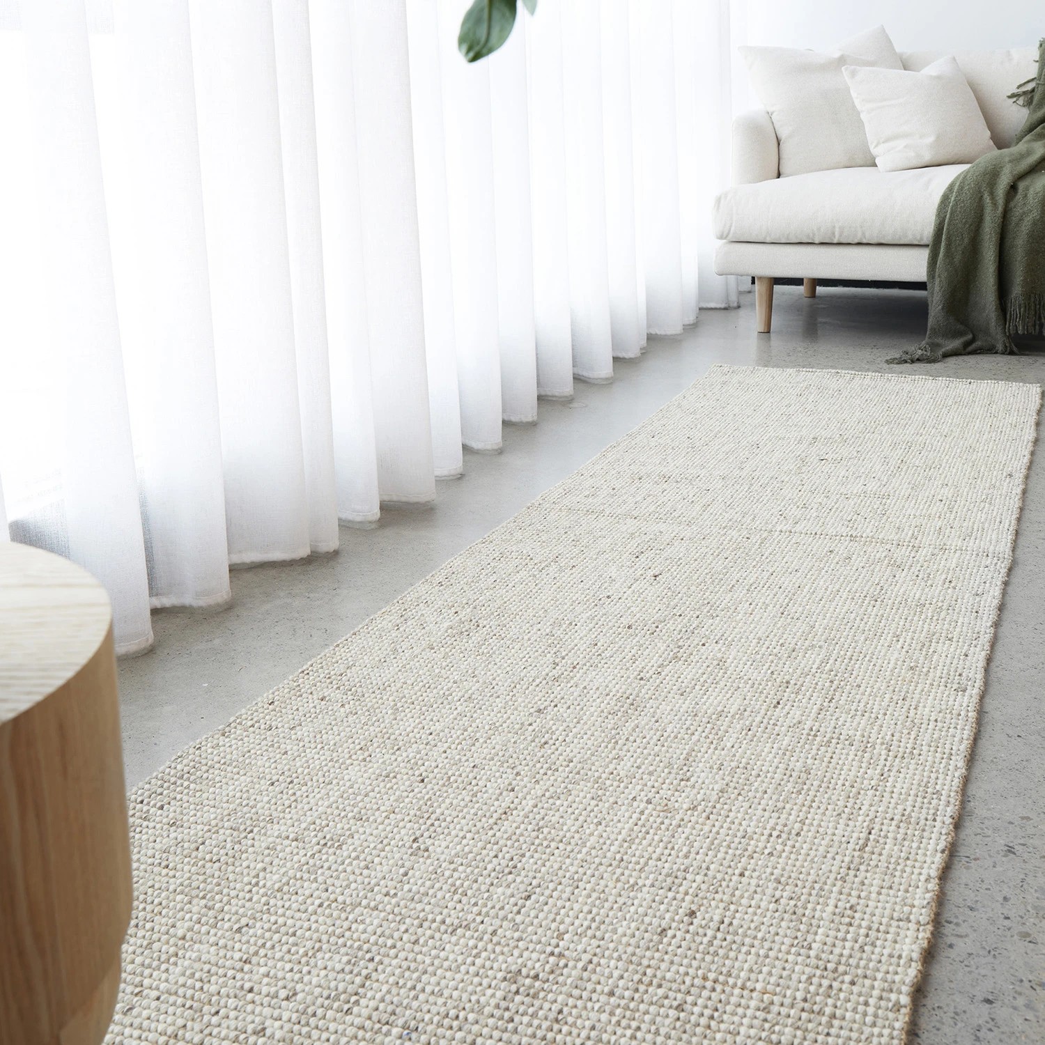 1 Common Ground Rugs Kingsley Ariel 300x80cm - Medium Runner Hand Loomed Wool & Jute Rug - Beige, 1 of 6