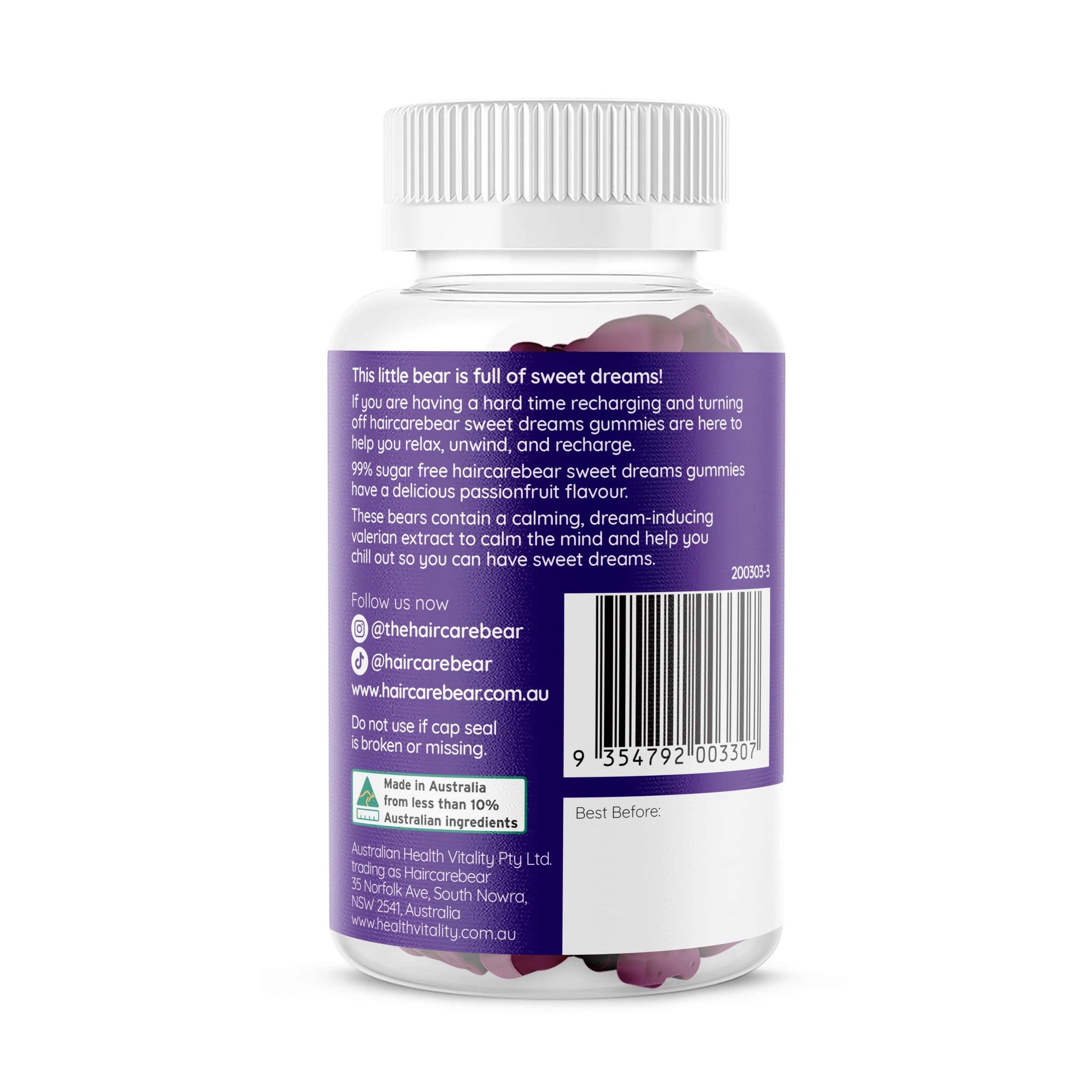 3 60 Pack Haircarebear Sweet Dreams Gummies 171g, 3 of 3