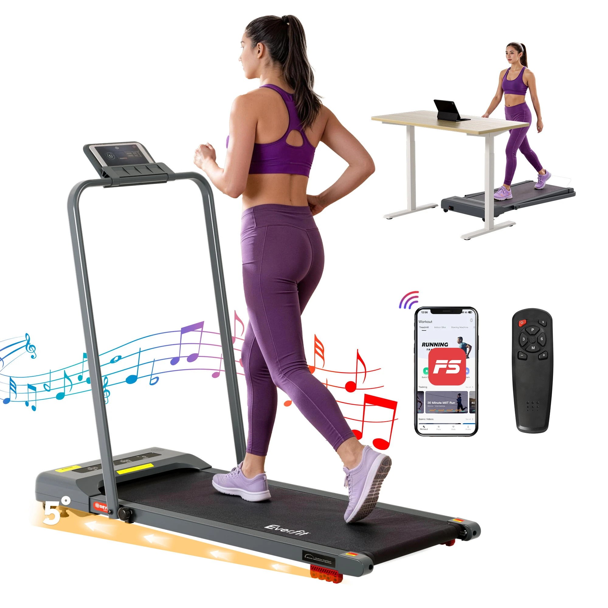 1 Everfit Treadmill Electric Walking Pad - Grey, 1 of 10